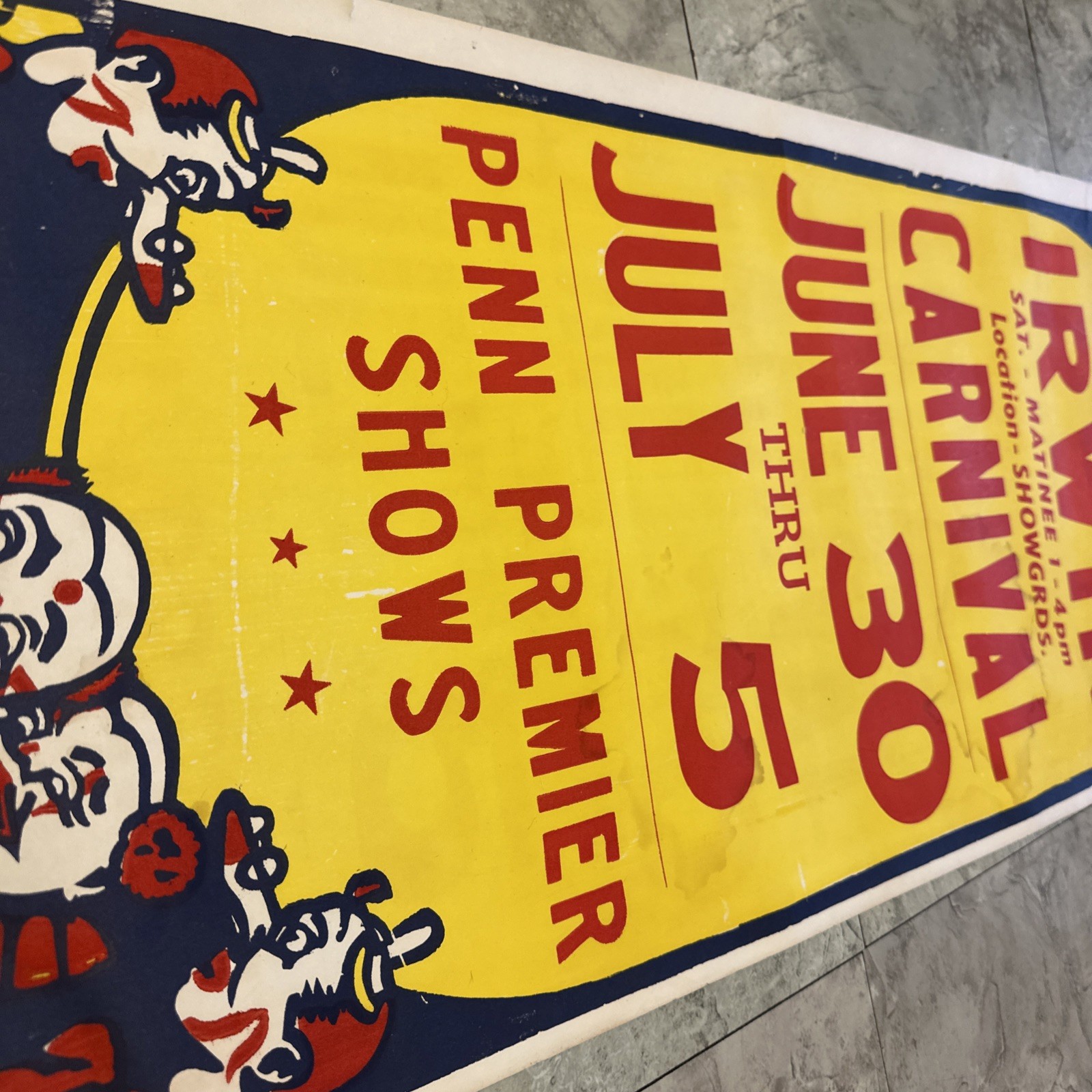 Irwin Carnival – Triangle Poster Co. Pittsburgh PA – Clown Circus Fire Dept