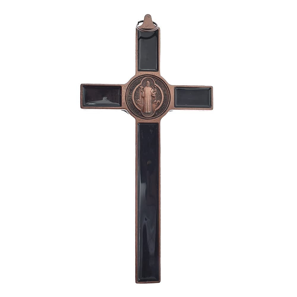 MTYIQS 19.5×9.5cm Crucifix Wall Cross 7.7″L x 3.7″W, Red copper+Black