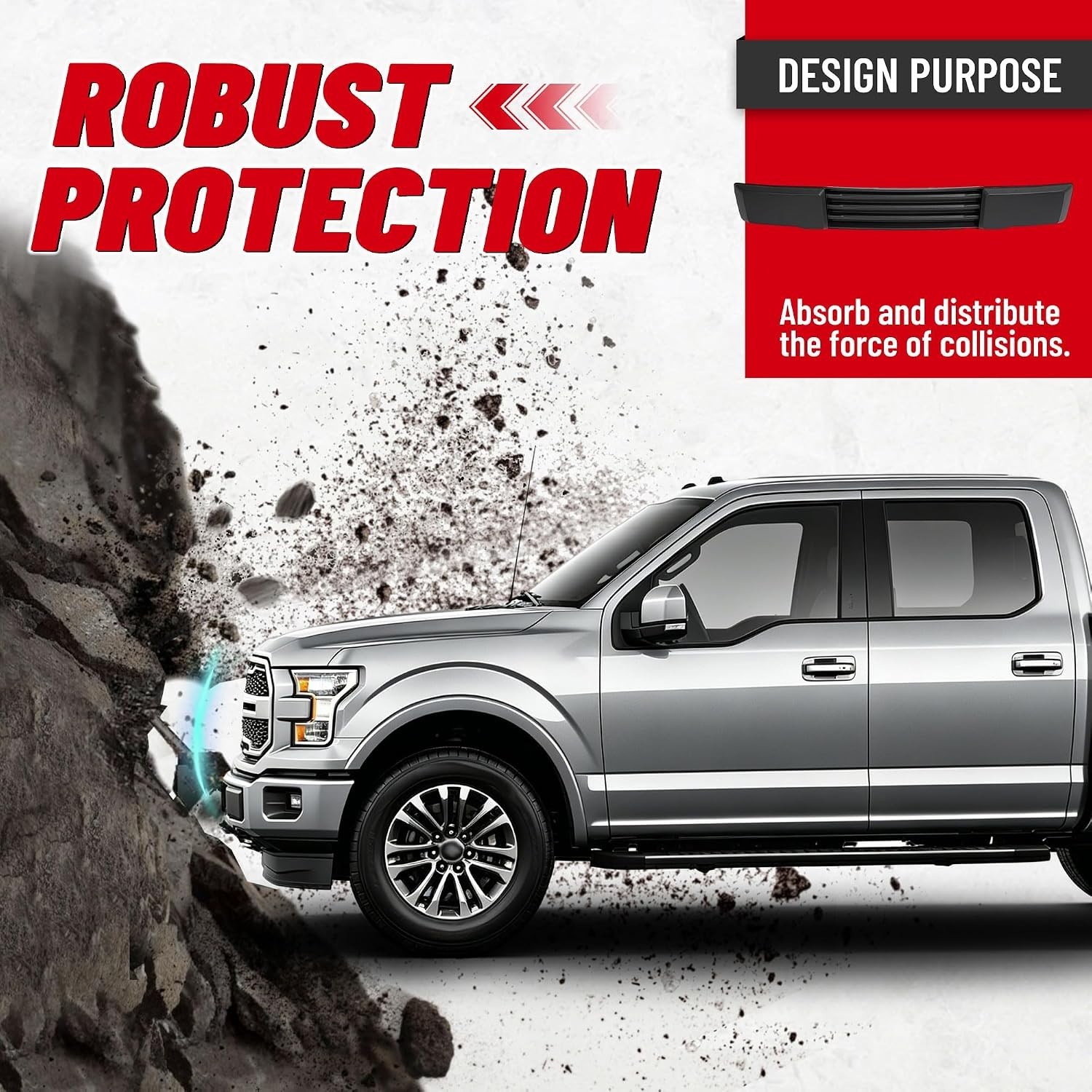 Front Bumper Cover Compatible with 2015-2017 Ford F150 W/O Block Heater & Grille
