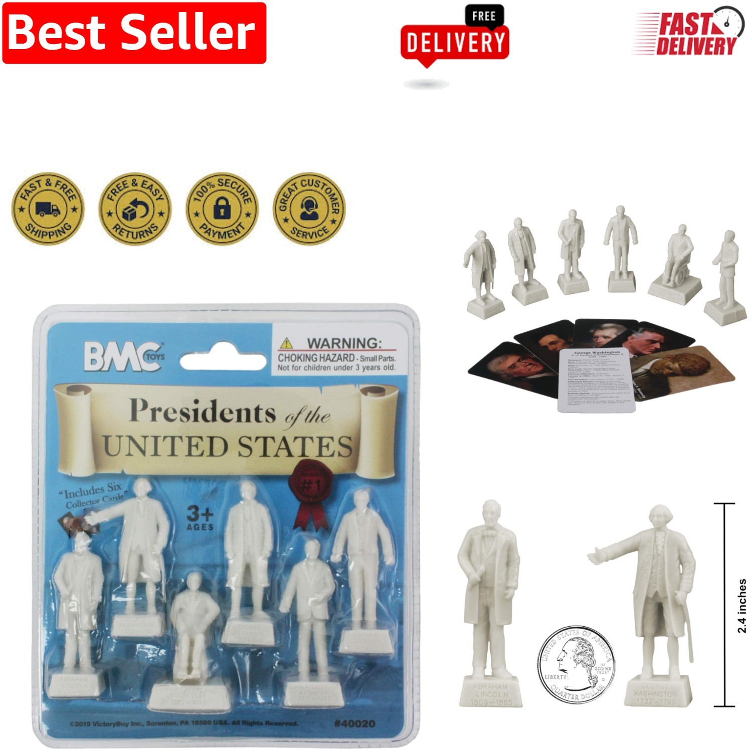 6-Piece U.S. Presidents Figurine Set – Engaging & Durable for Kids & Collectors