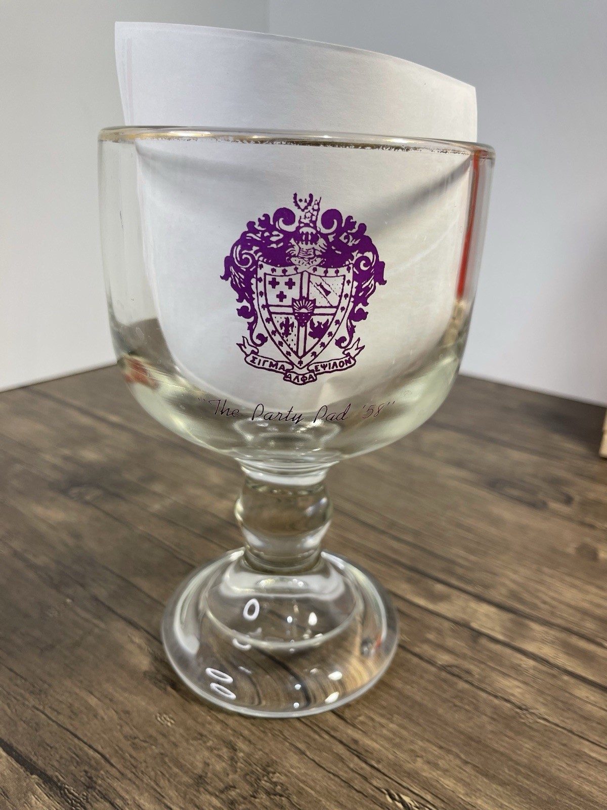 VTG 1958 SAE Sigma Alpha Epsilon Fraternity“The Party Pad 58”Stein~Mug~Goblet 8”