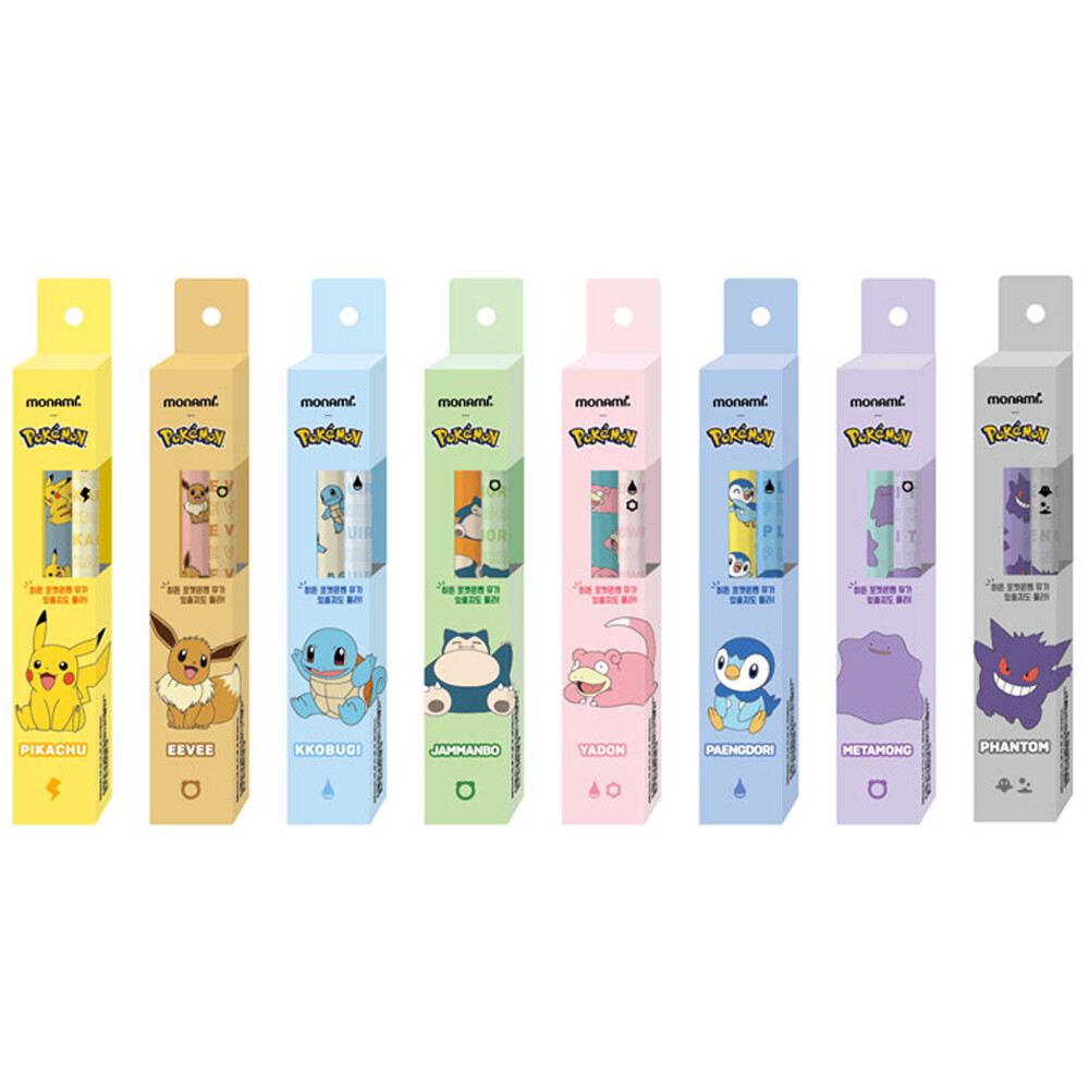 Monami 153 x Pokemon Ballpoint Pens 3PCS Licensed Pikachu Eevee Squirtle Snorlax