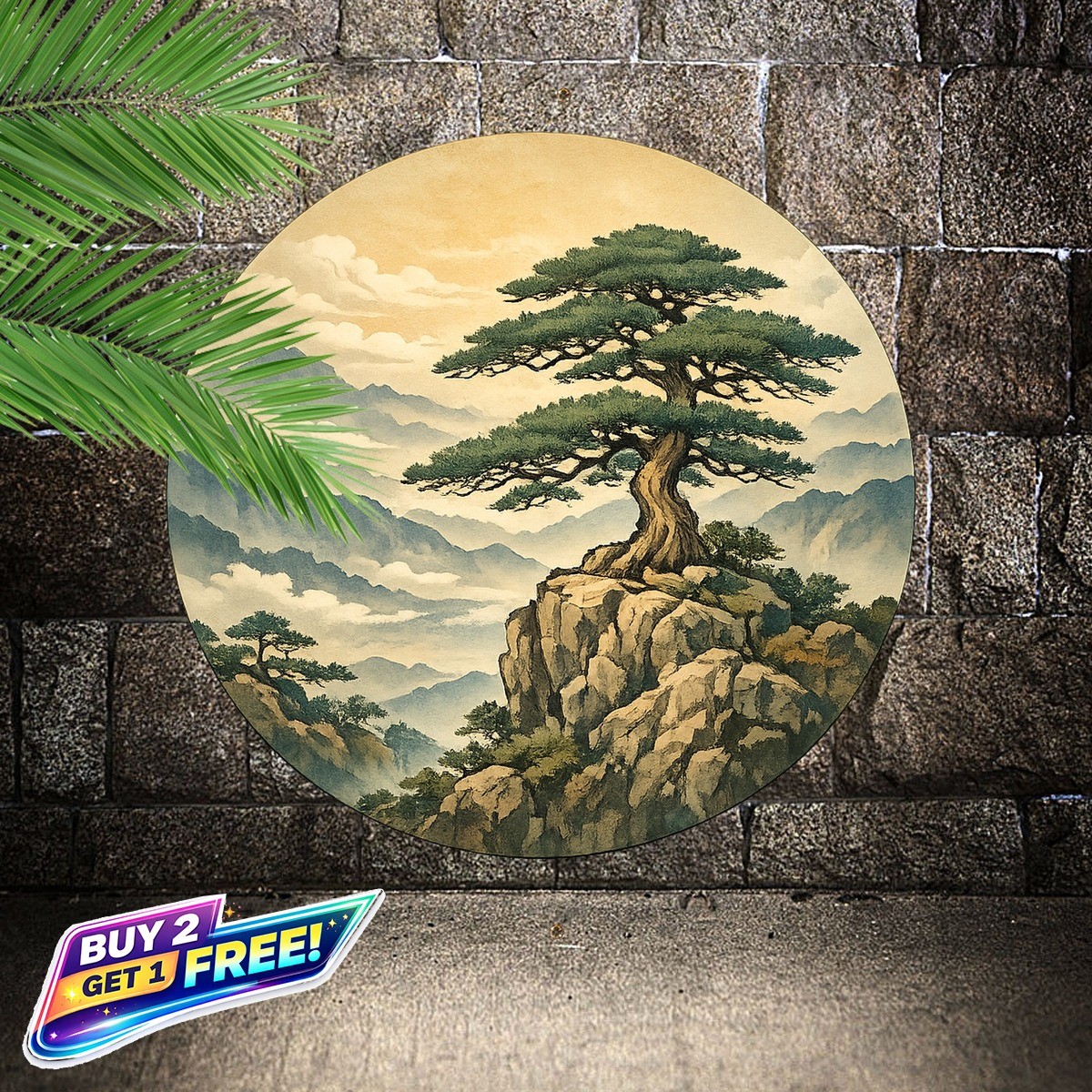 Pine Tree Round Aluminum Metal Tin Sign Charming Nature Wall Decor 8×8