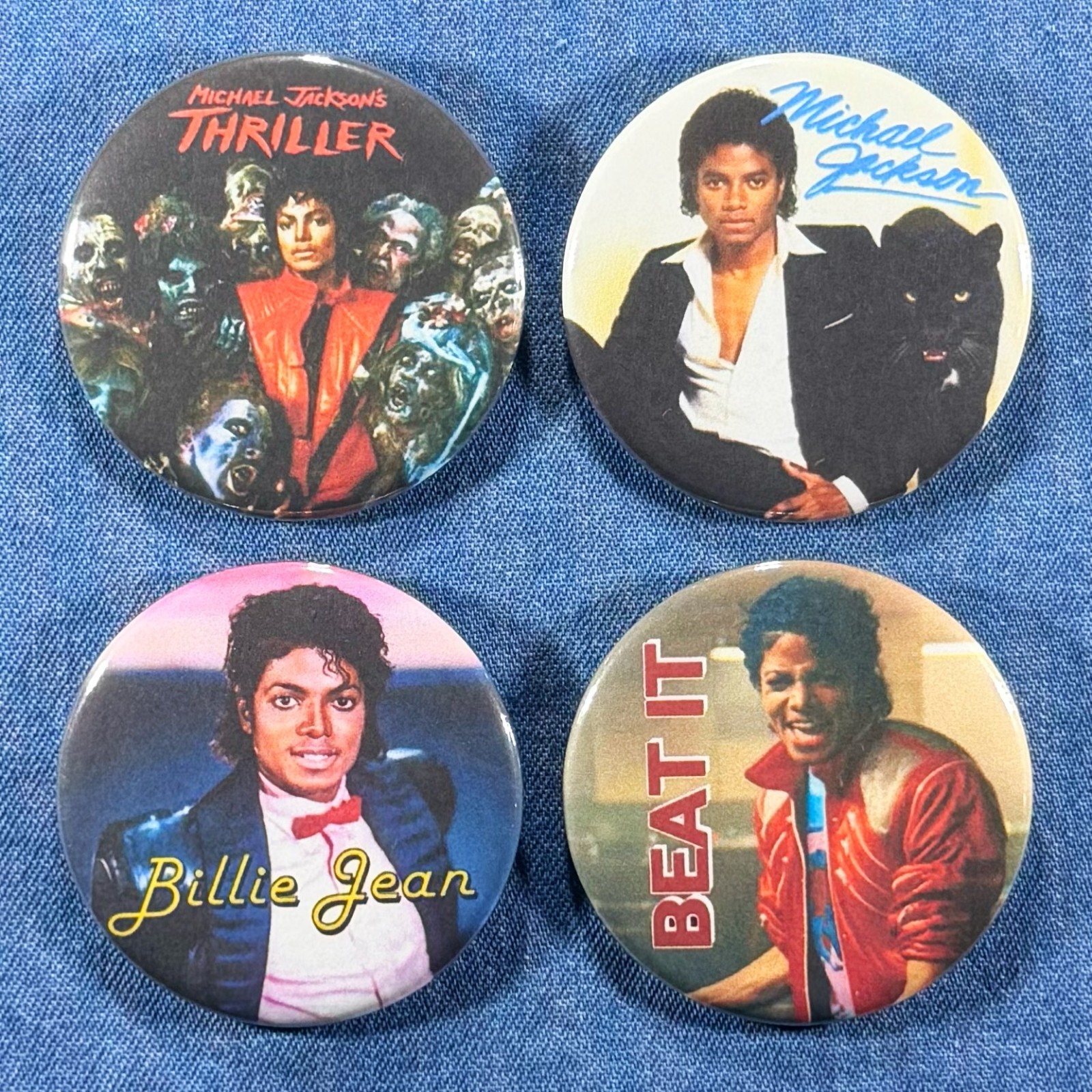 Michael Jackson 80s Pop King of Pop 2.25″ Pinback Buttons Retro Music 4 Pins Set