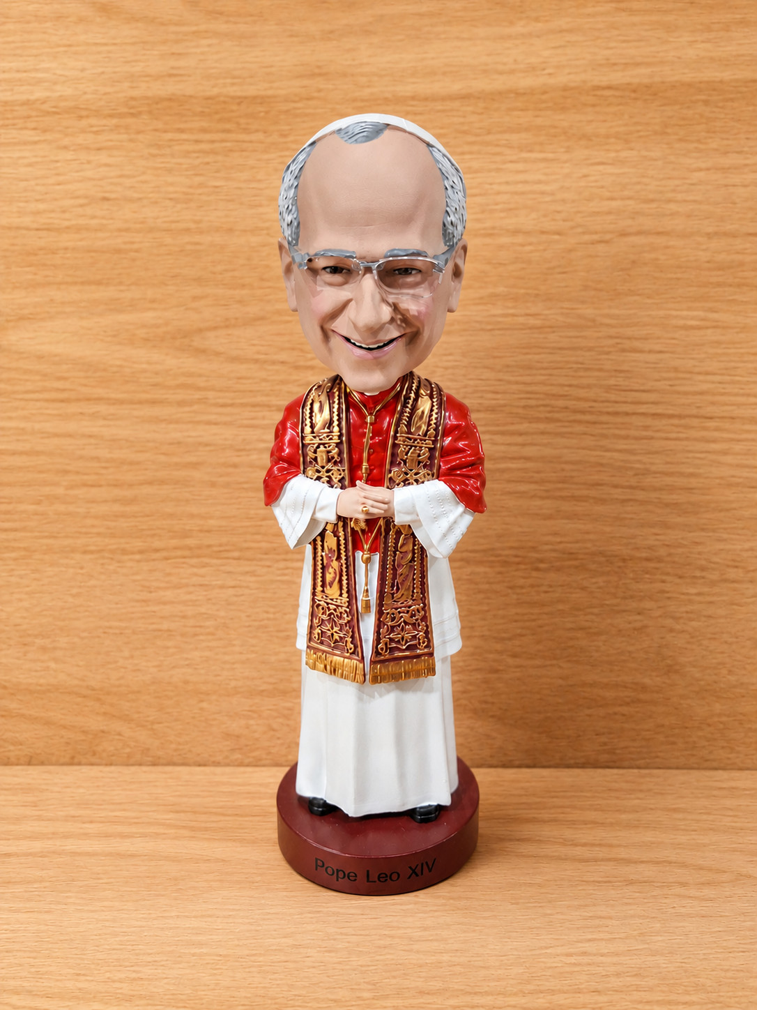 Pope Leo XIV Bobblehead Catholic Clergy Figure Religious Desk Decor