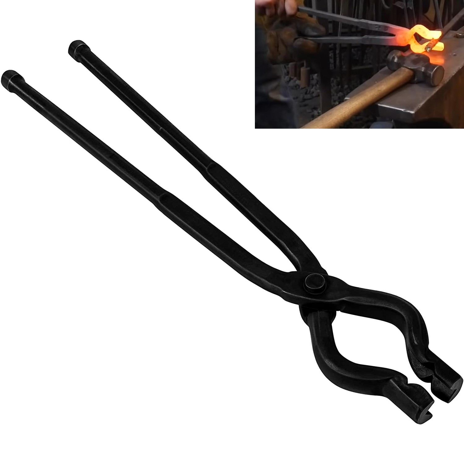 17″ Better Forge Tongs Knife Making V-Bit Bolt Blacksmith Tongs Wolf Jaw Tongs.