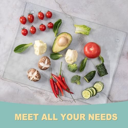 Tempered Glass Cutting Boards for Kitchen Counter – [2 16″x12″ & 12″x8″ Clear