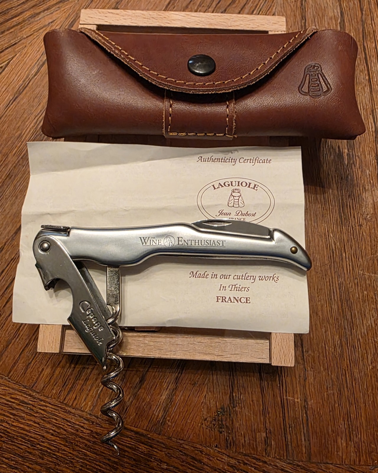 Vintage Style Laguiole Corkscrew with Leather Pouch And Presentation Box.