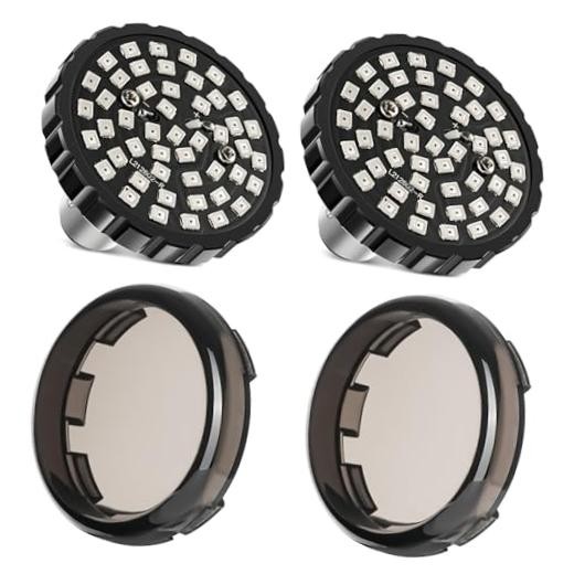 Upgrade 2″ Motorcycle Rear Turn Signals with Smoked Lens Covers 1157 LED