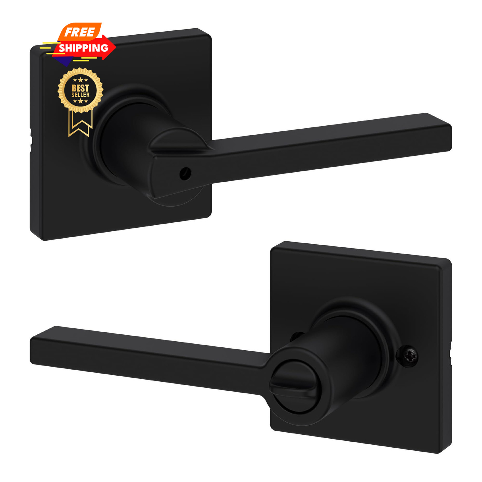 Kwikset Casey Interior Privacy Door Handle with Lock, 1 Pack, Matte Black