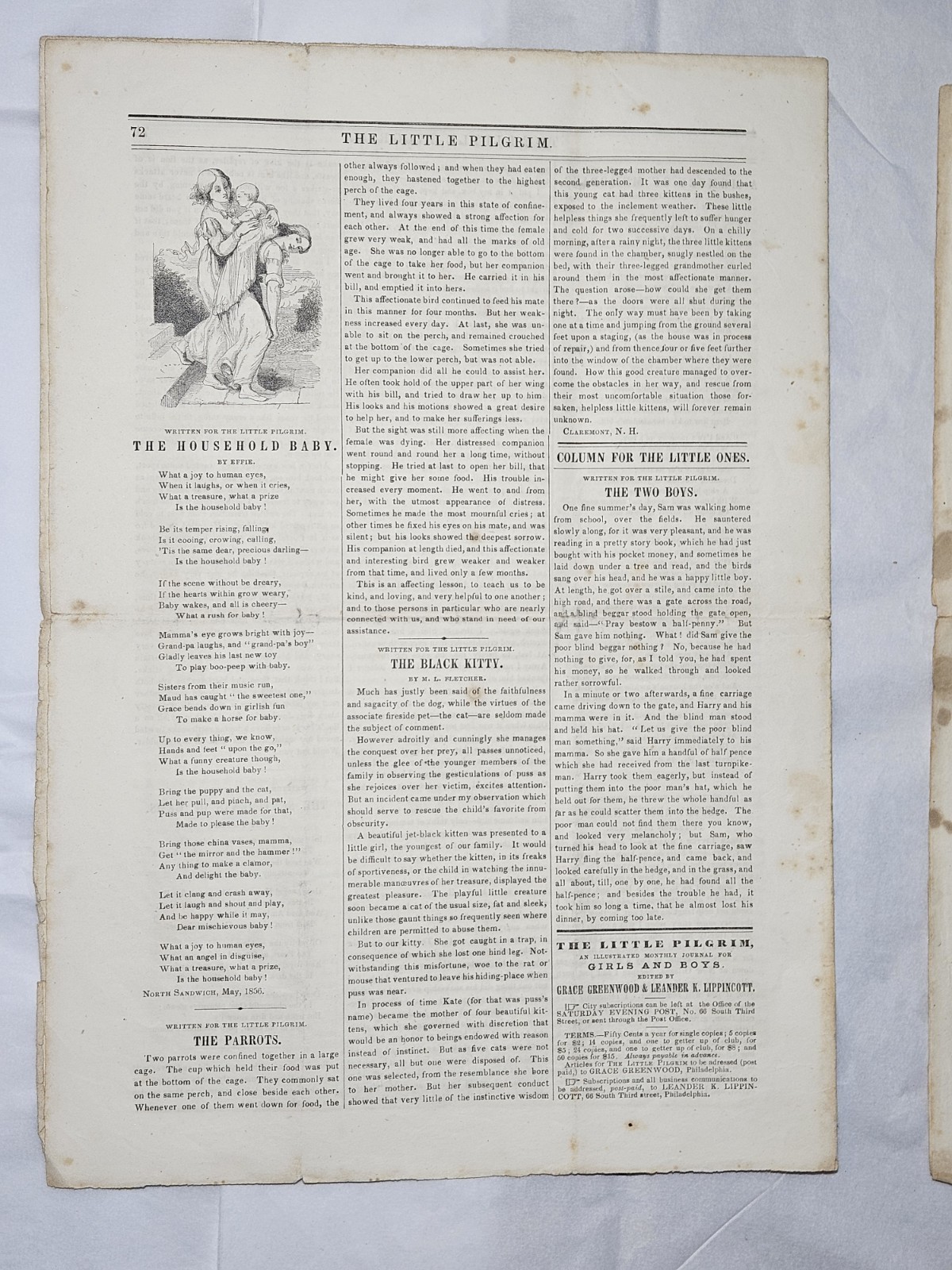 1856 THE LITTLE PILGRIM x3 Issues – 1 Framed Illustrated Pre Civil War…