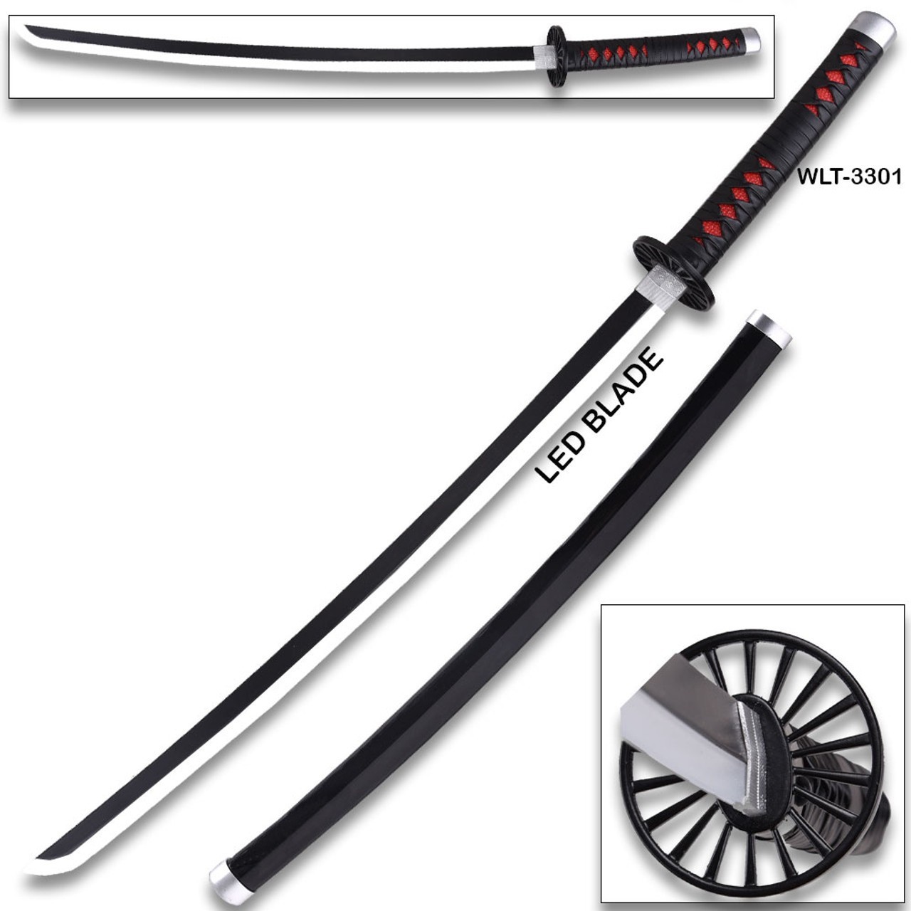 DEMON SLAYER – Wood TANJIRO Kamado Black NICHIRIN Sword LED Light-Up Wood Blade!