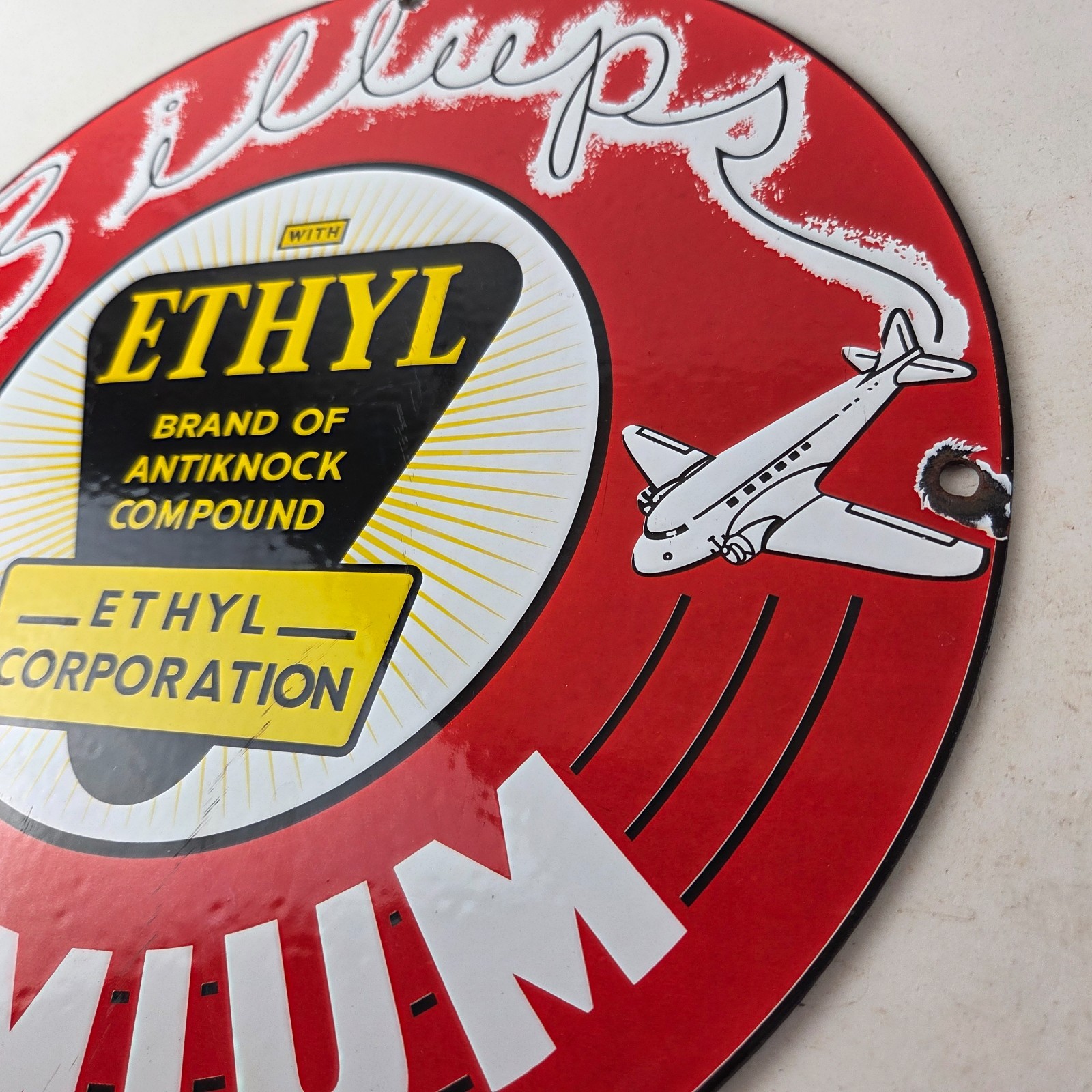 Vintage Billups Sign – Gas Premium Ethyl Pump Service Porcelain Sign