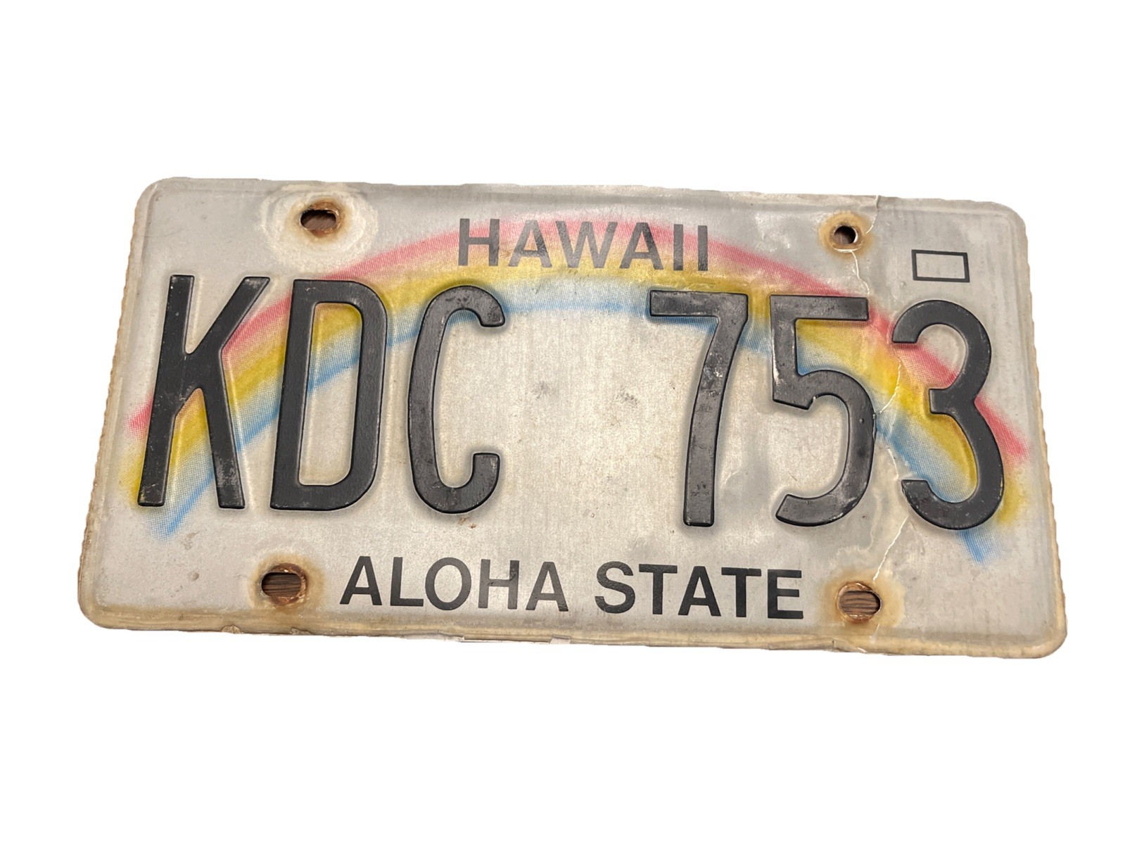 Vintage Hawaii License Plate – Aloha Rainbow 🌈 KDC 753