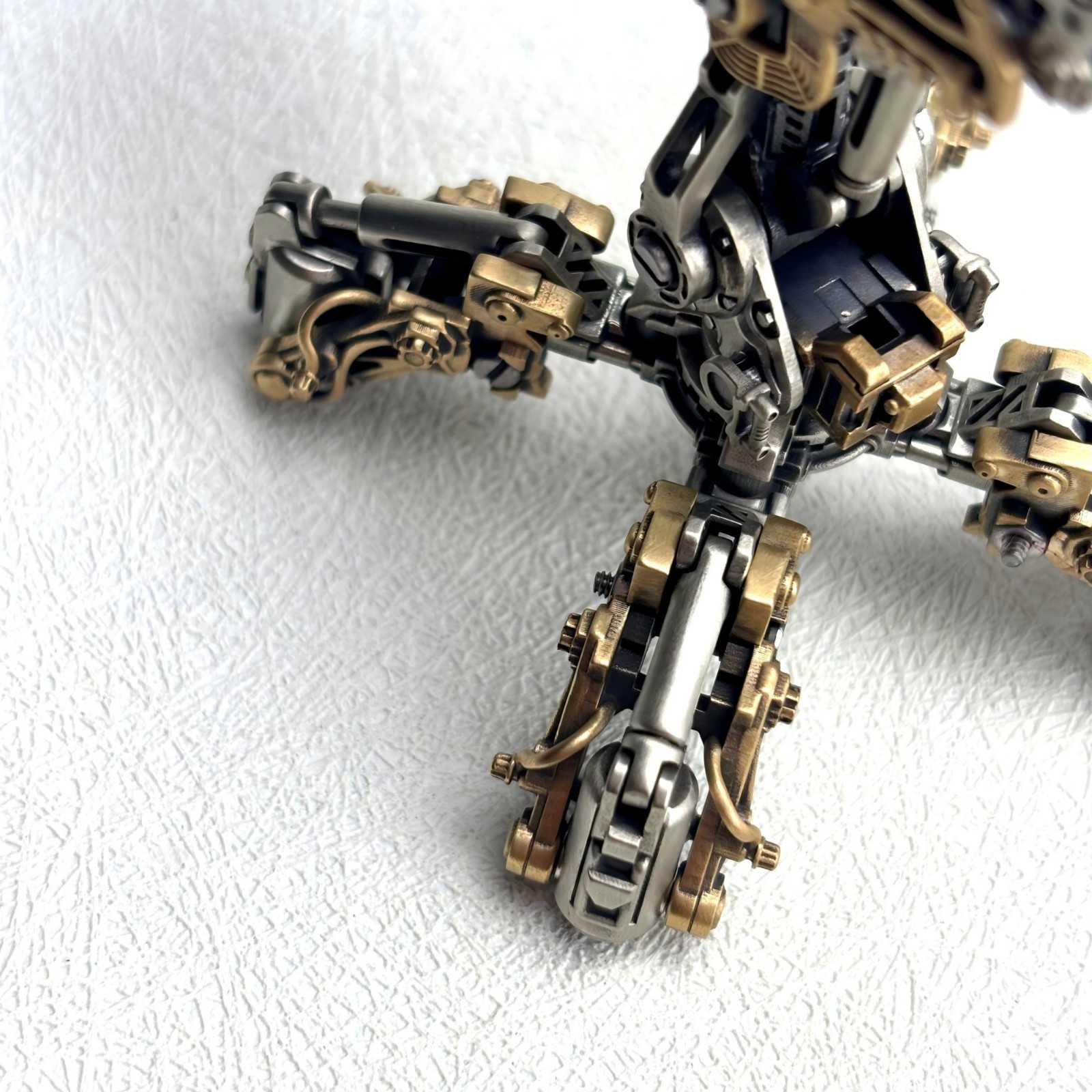 Steampunk Mechanical Arm Robot Figurine Brass White Bronze Poseable Pen Holder