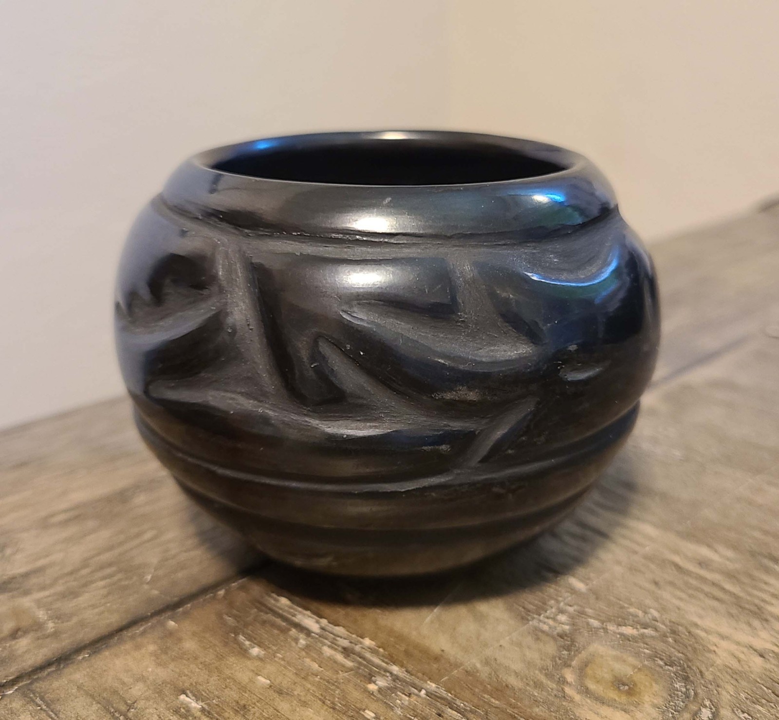 Santa Clara Black Pottery Bowl by Celes and Evelyn (Tafoya family)