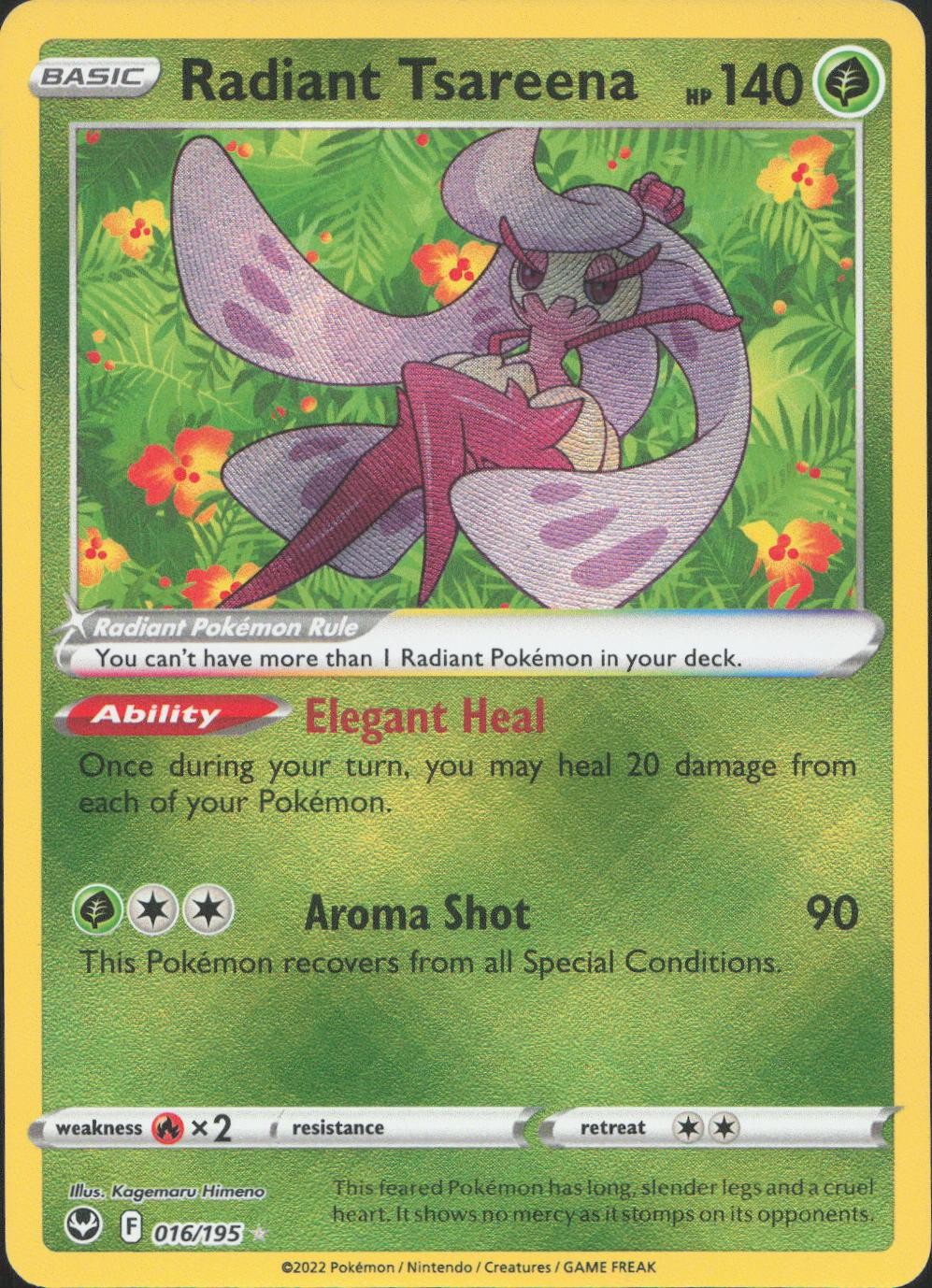 Radiant Tsareena 016/195 Radiant Rare Silver Tempest Pokemon Near Mint