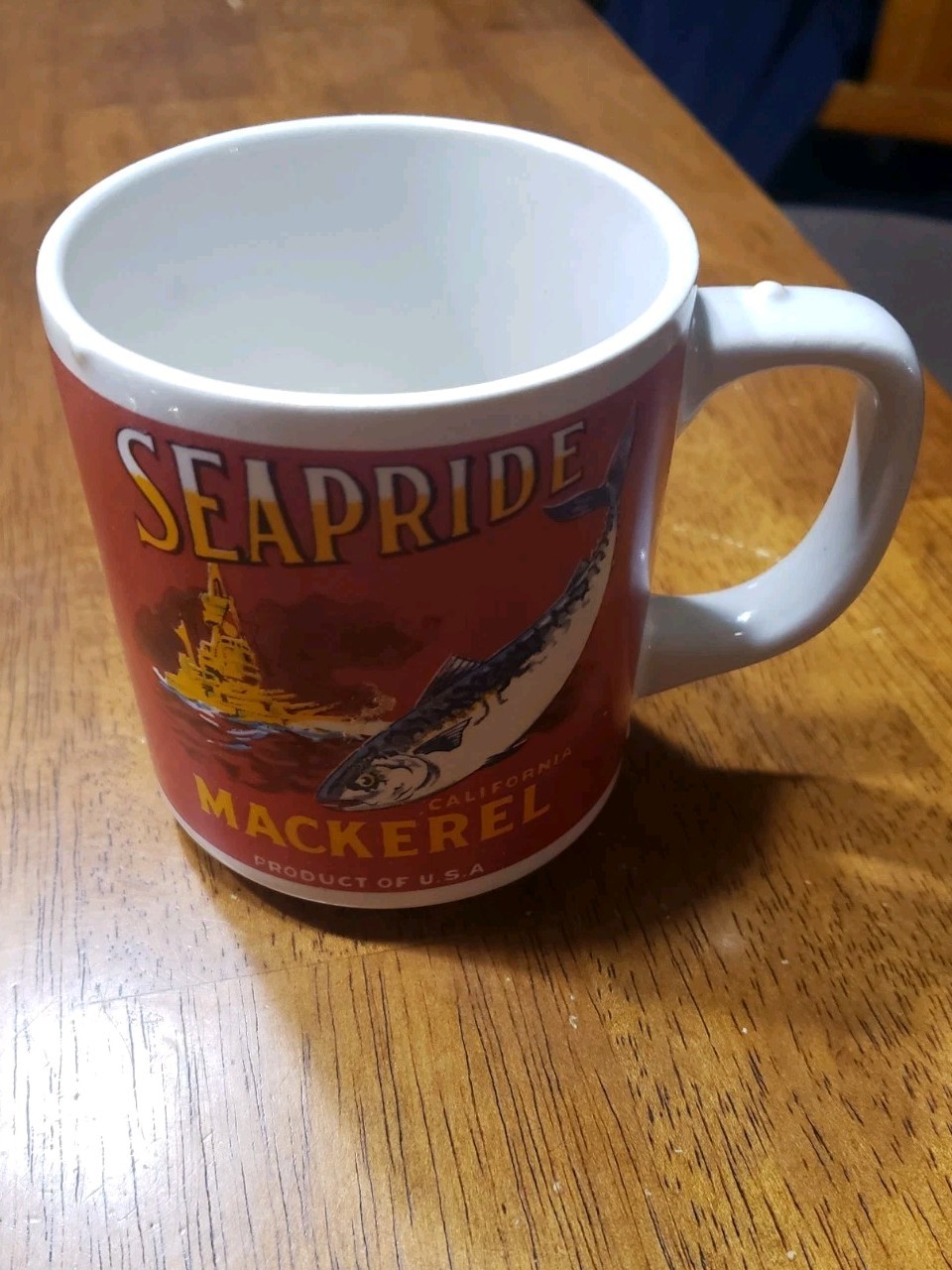 Old Vintage 1930’s Seapride Mackerel Coffee Cup Sea Pride Packing CA 8 Ounces