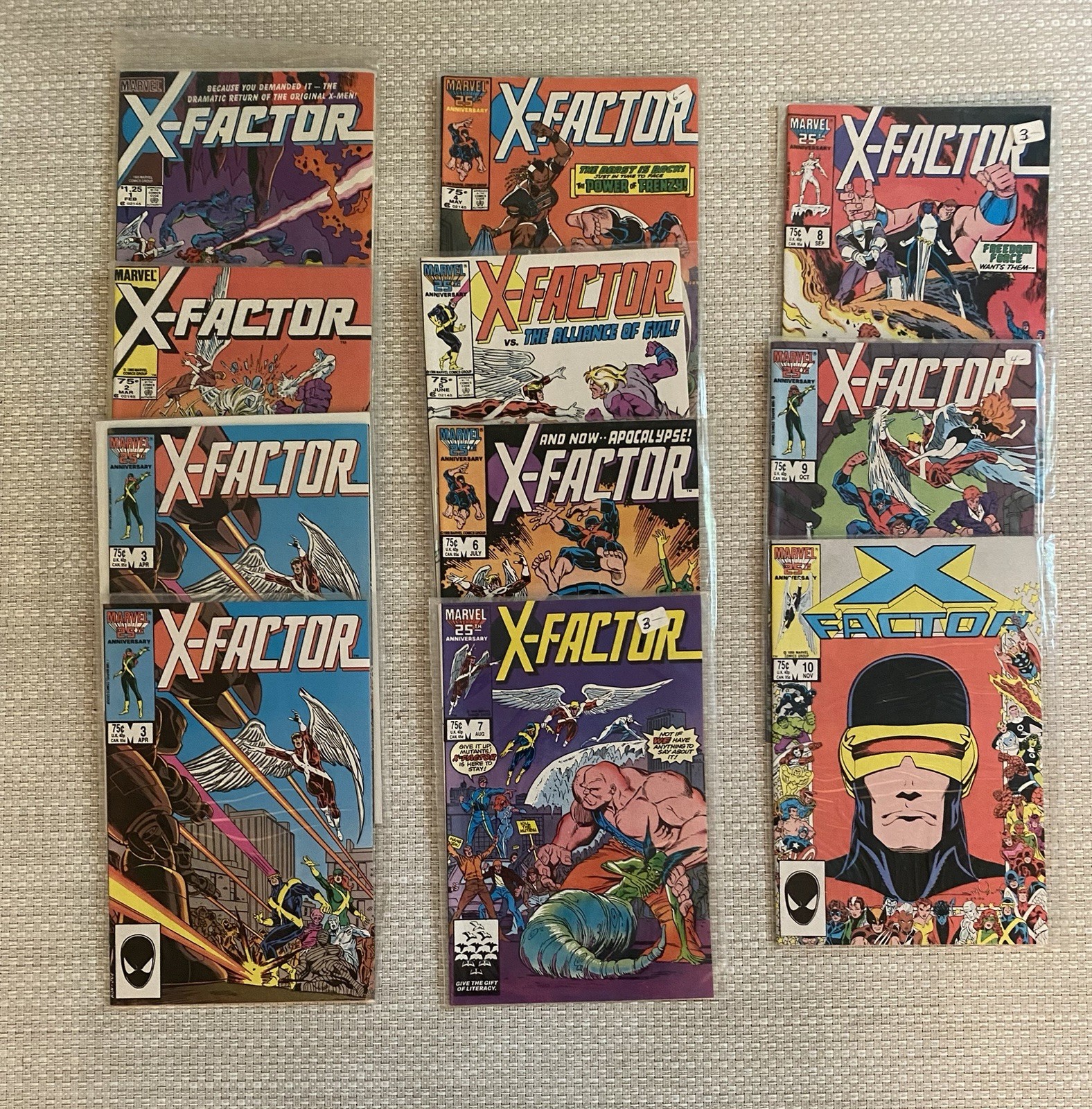 X-Factor #1-10 High Grade Lot (Marvel 1986) – #6 1st APOCALYPSE, #5 Cameo, #1