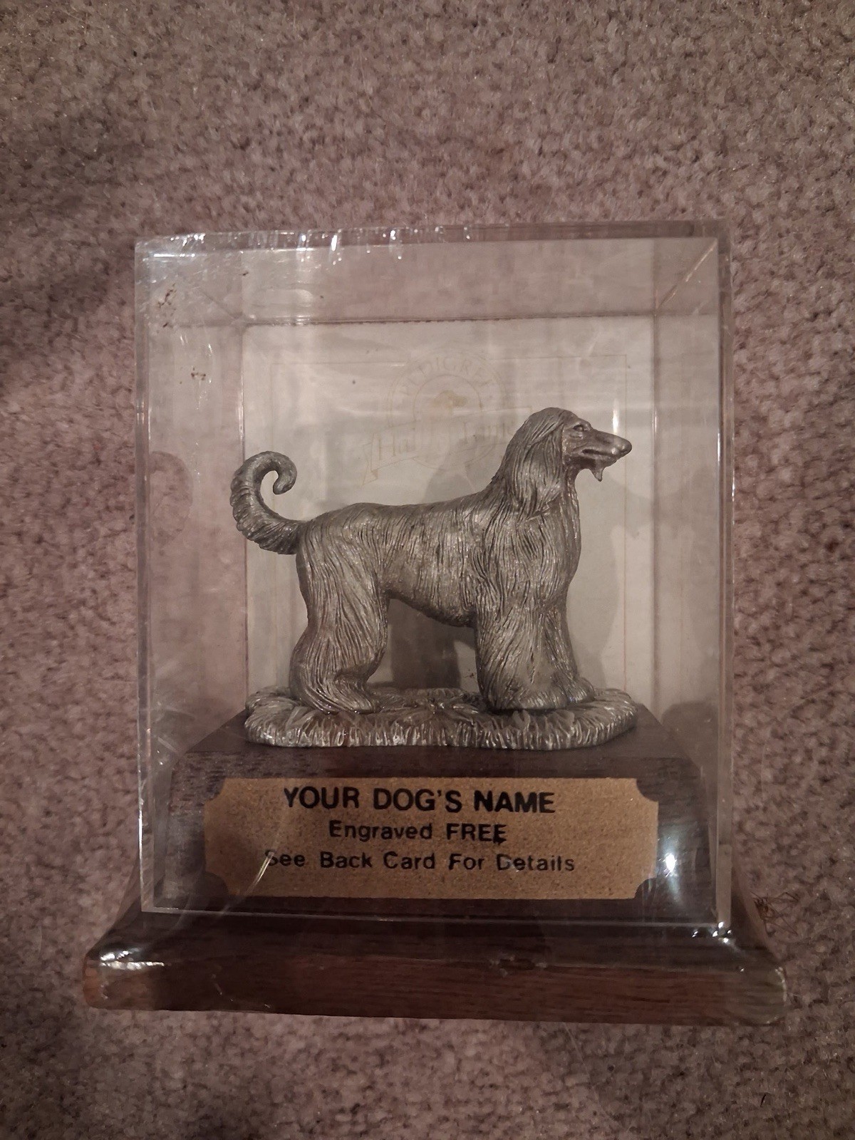 Vintage Rawcliff Pewter Afghan Hound Figurine in original packaging
