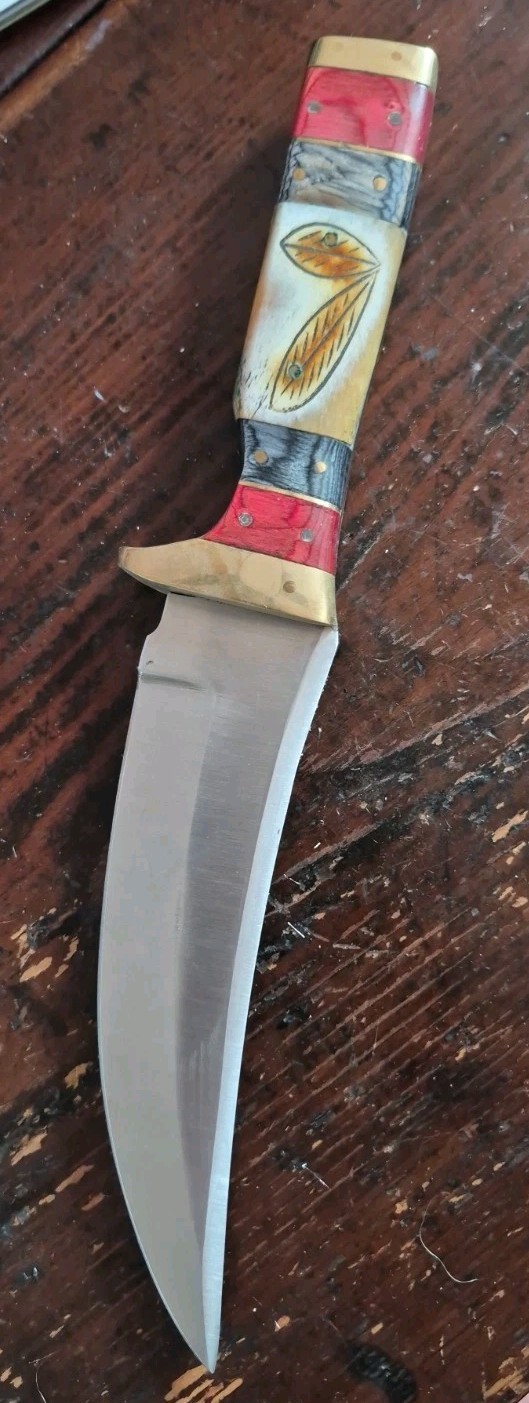 CHIPAWAY CUTLERY Eagle Feather Bowie 12″ Knife w/Bone Handle 43498