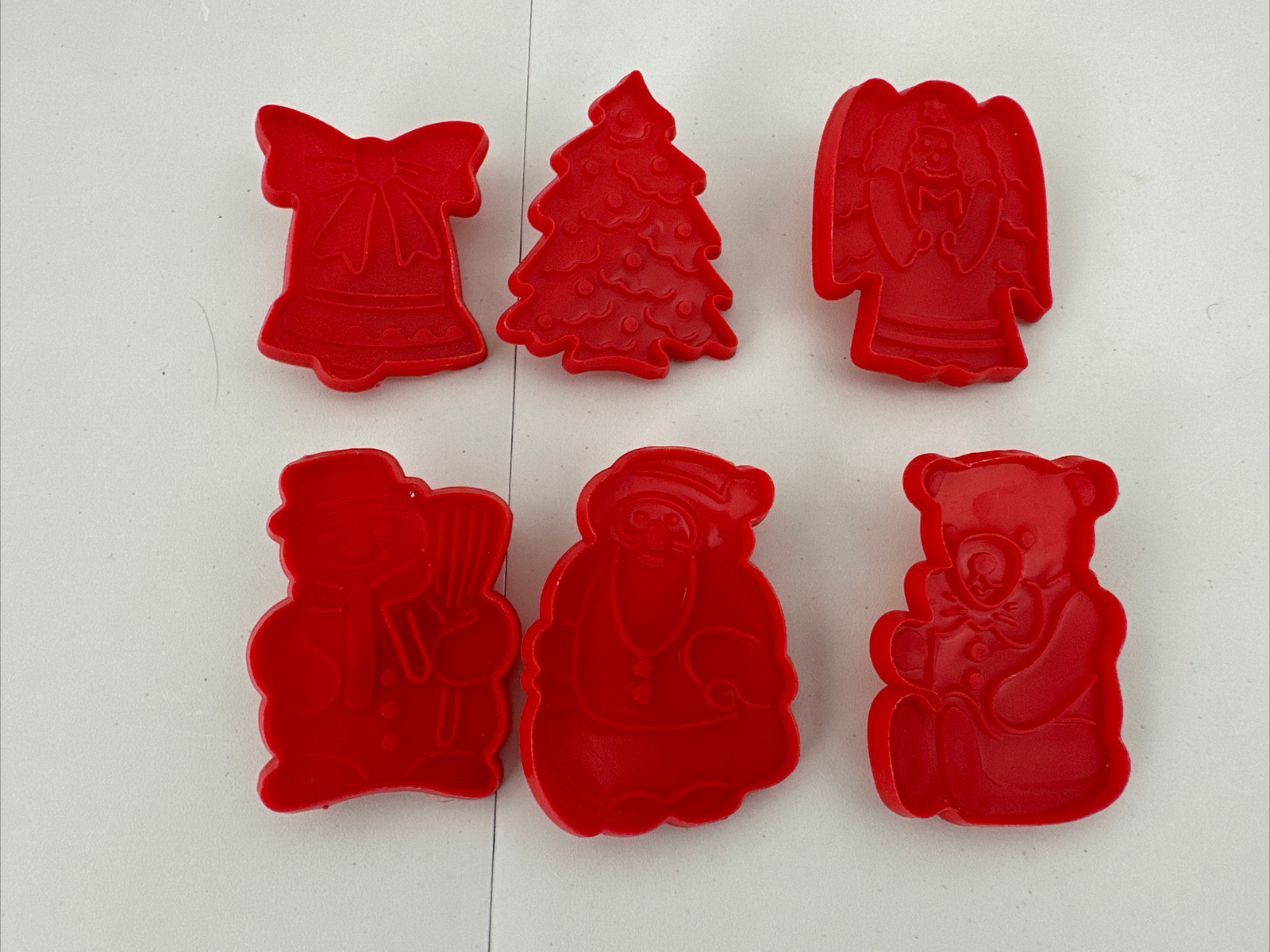 Lot of 6 Vintage Red Cookie Cutters Christmas Theme No Repeats Multiple Shapes