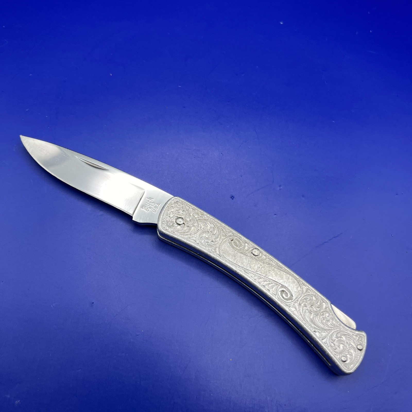 Vintage Buck 513 Classic III Aluminum Pocket Knife Engraved