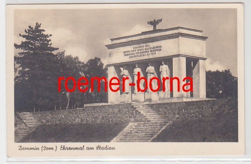 14413 Photo Postcard Demmin in Pomerania Memorial at the Stadium around 1940