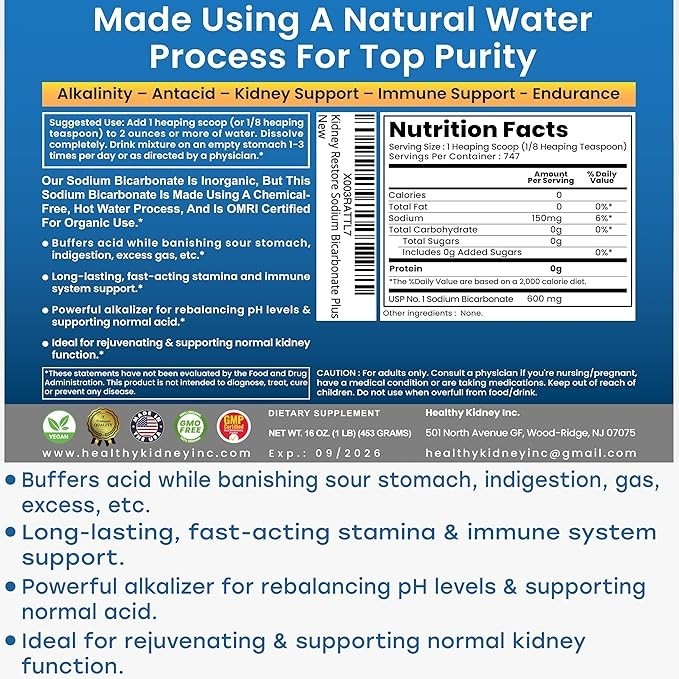 Nature’S Sodium Bicarbonate Organic Use Aluminum Free Baking Soda. No Chemical P