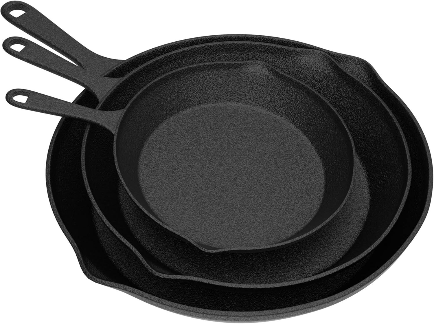 Essential Set of 3 Cast Iron Nonstick Skillets – Perfect for Grilling & Camping