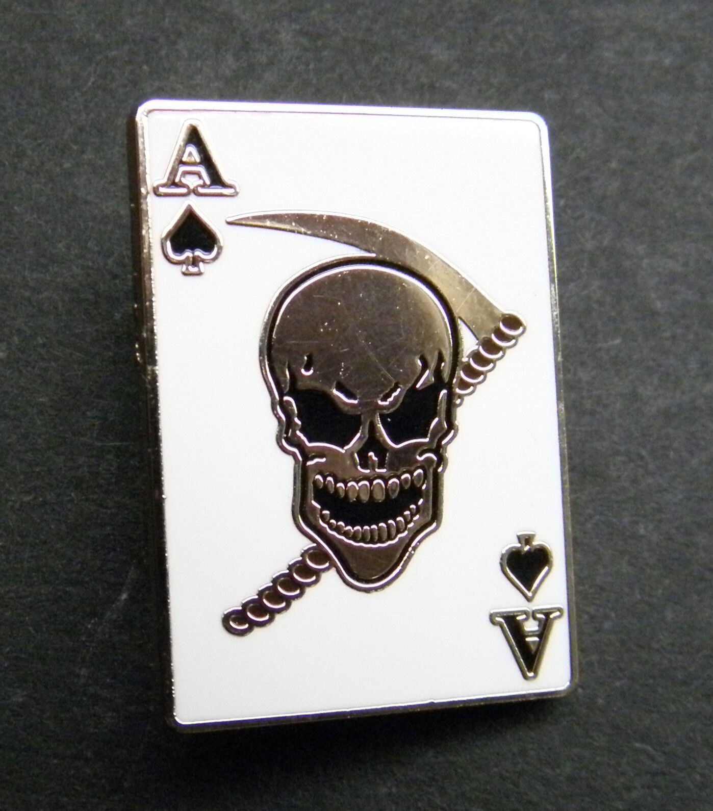 Ace of Spades Reaper Skull Biker Lapel Jacket Hat Pin 1 inch