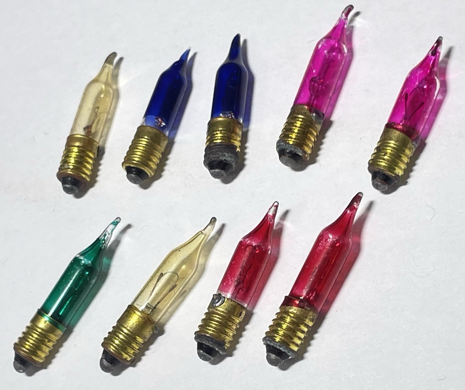 Vintage Set 9 Miniature Screw In Lights 2 HOT PINK Individual Replacement Bulbs