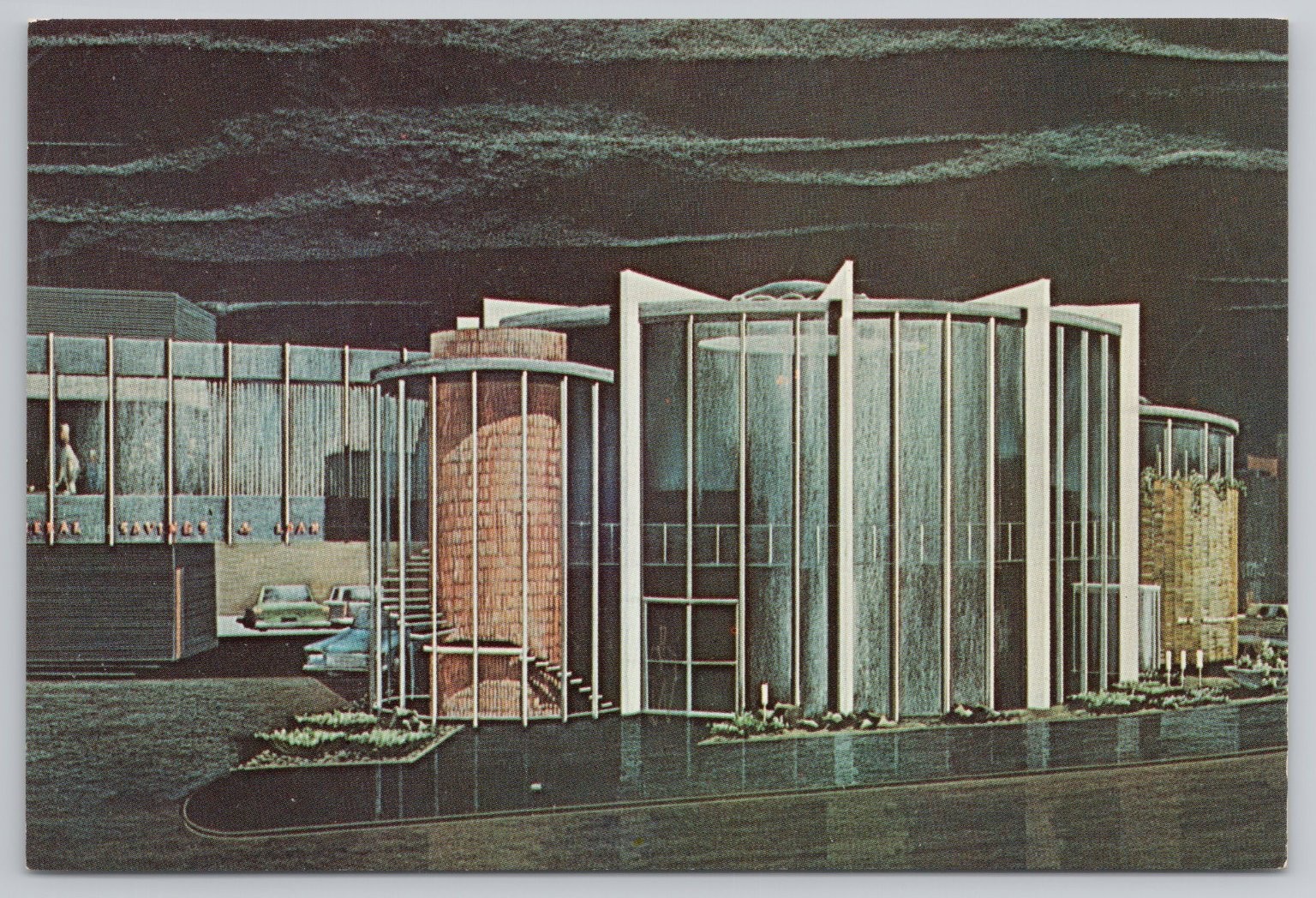 New Rochelle NY Federal Savings Building Modern Architecture Art Postcard 1960s