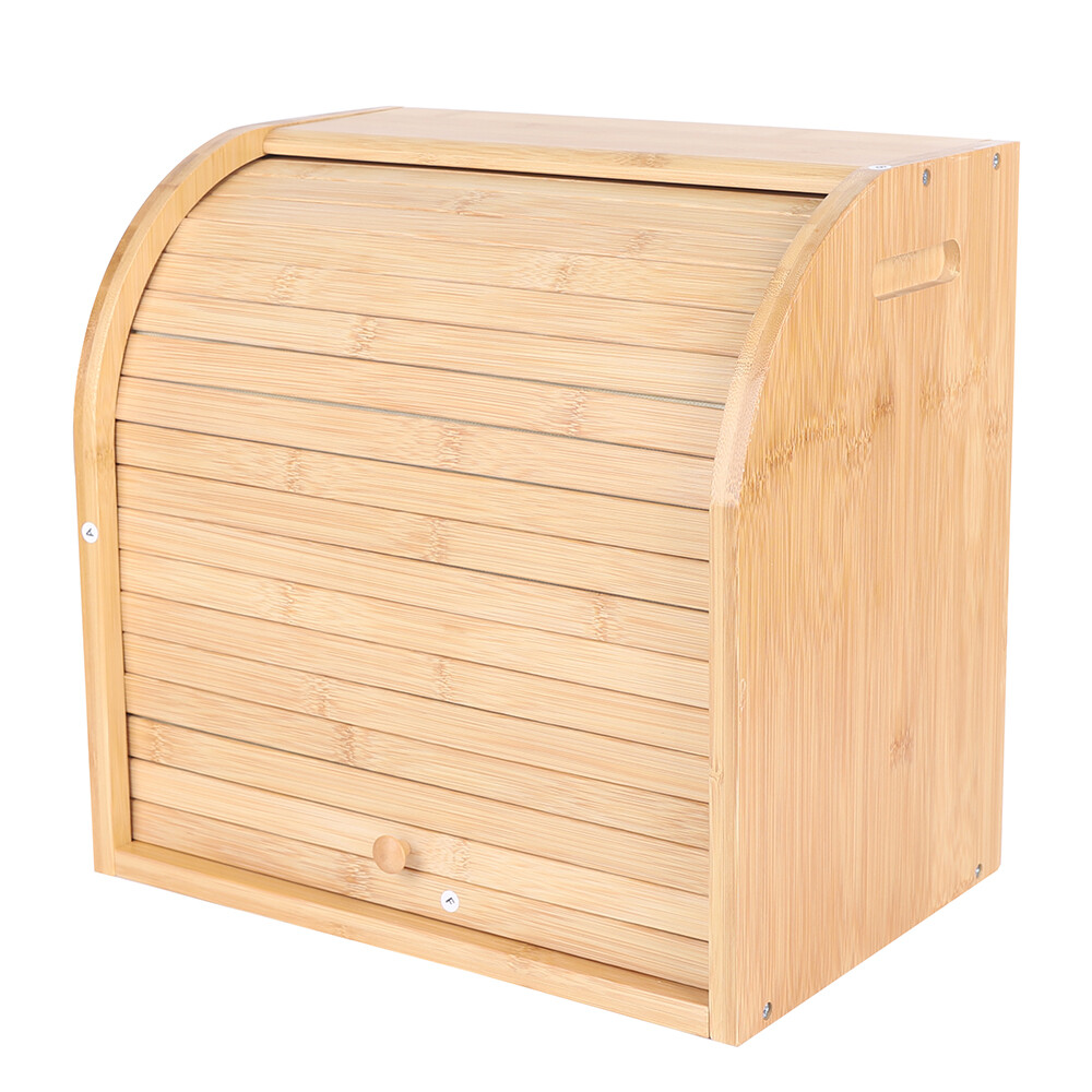 2-Layer Large Capacity Bamboo Loaf Storage Kitchen Storage Containers Bread Box