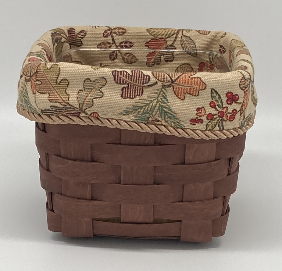 Longaberger 2008 Rich Brown Teaspoon Basket with Fall Liner & Protector