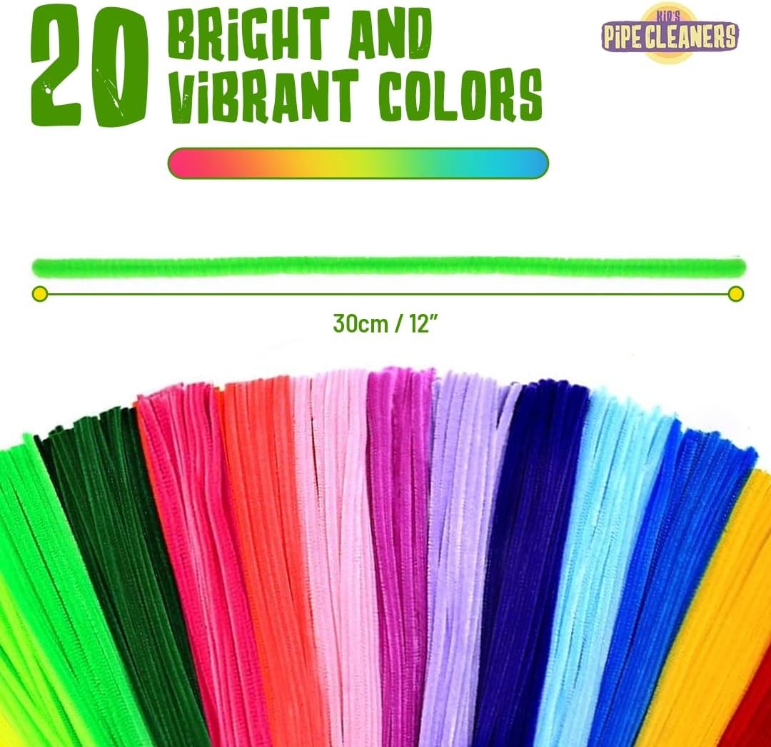 200 Pipe Cleaners Craft Multicolored Craft Pipe Cleaners Bulk, Chenille…