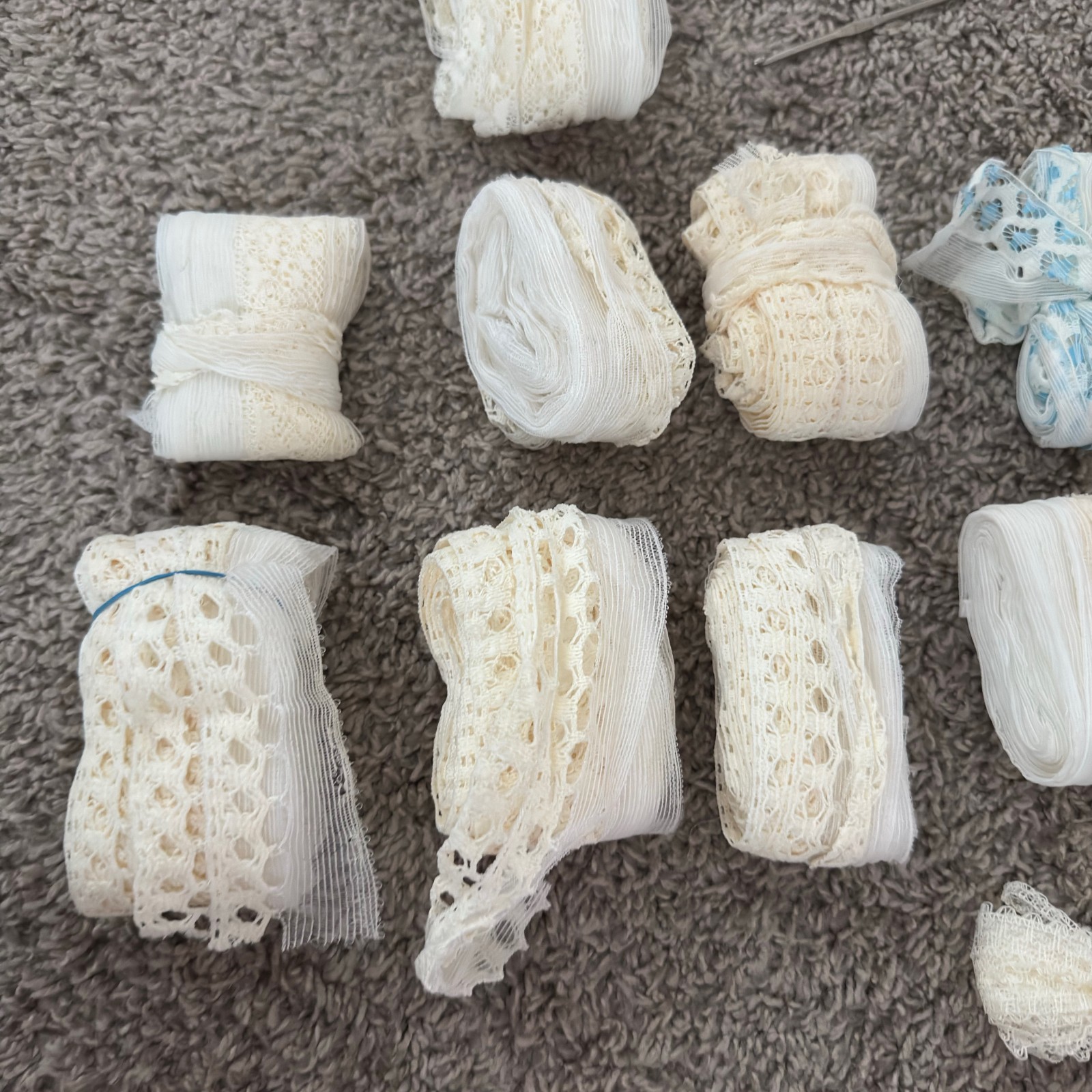VTG Lace Trim Sewing Lot White Ivory Crochet Cotton Eyelet Ribbon Ribbon Crochet
