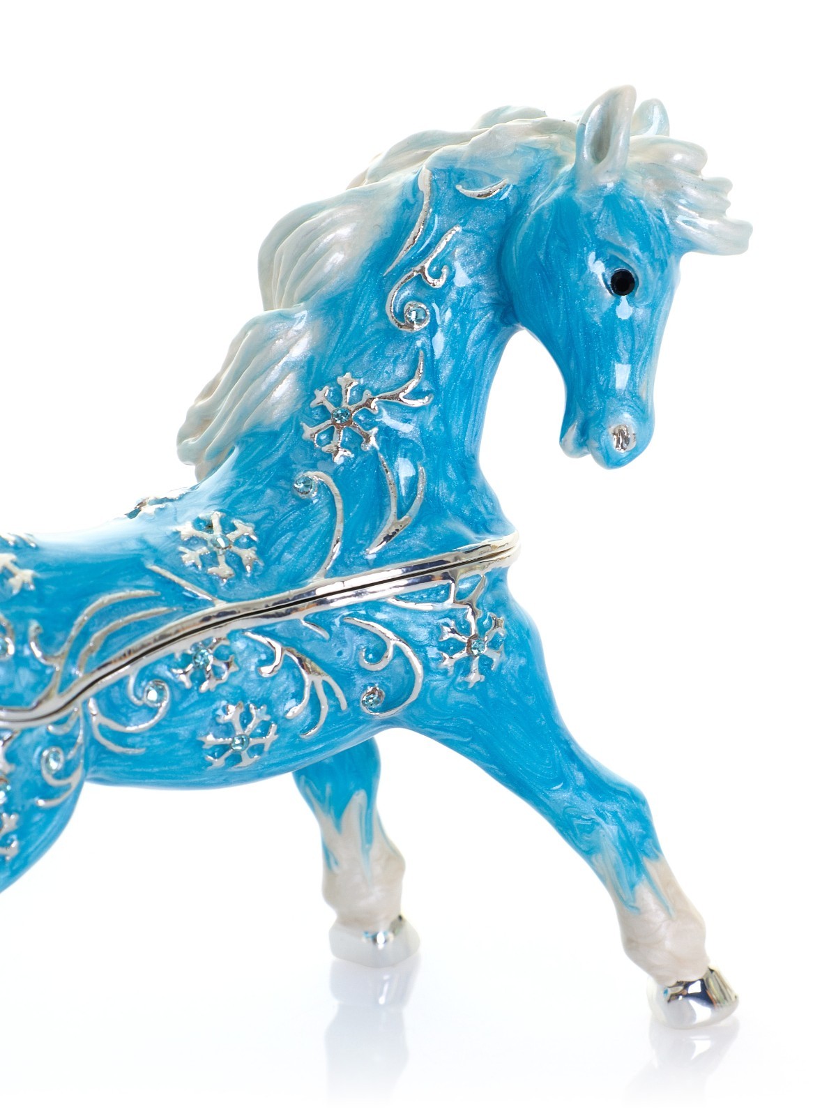 Keren Kopal blue horse Hand made Trinket box Decorated with Austrian Crystals