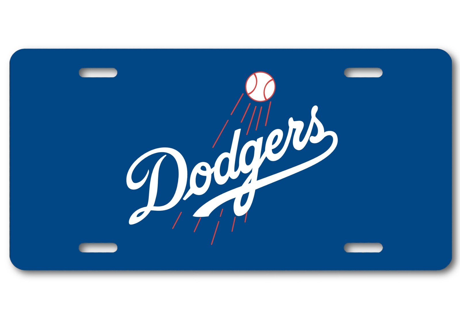 LA Dodgers Baseball logo White and Blue on Metal FLAT License Plate 12″x6″