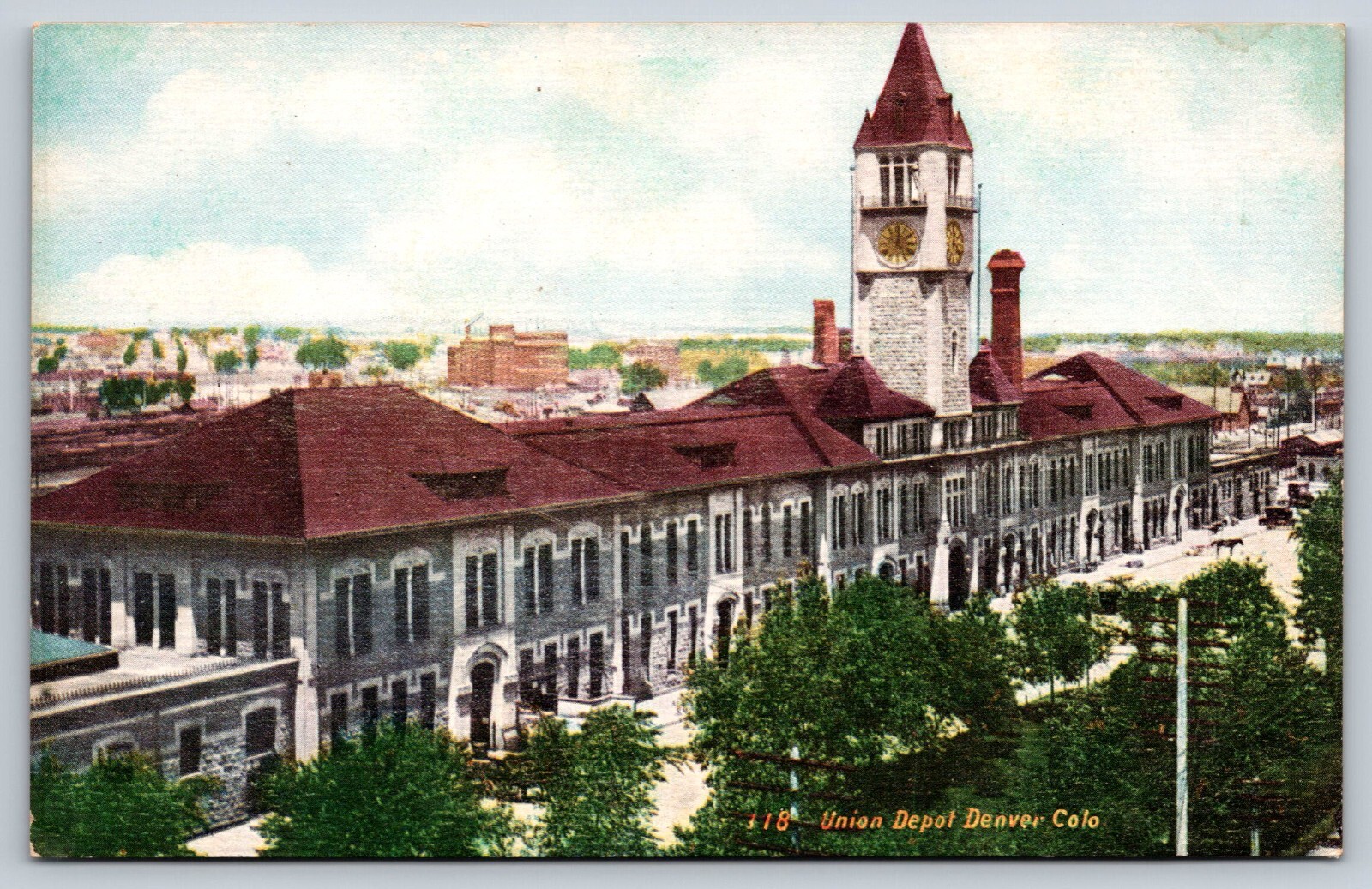 Union Depot Train Station Denver Colorado CO Postcard 1910s