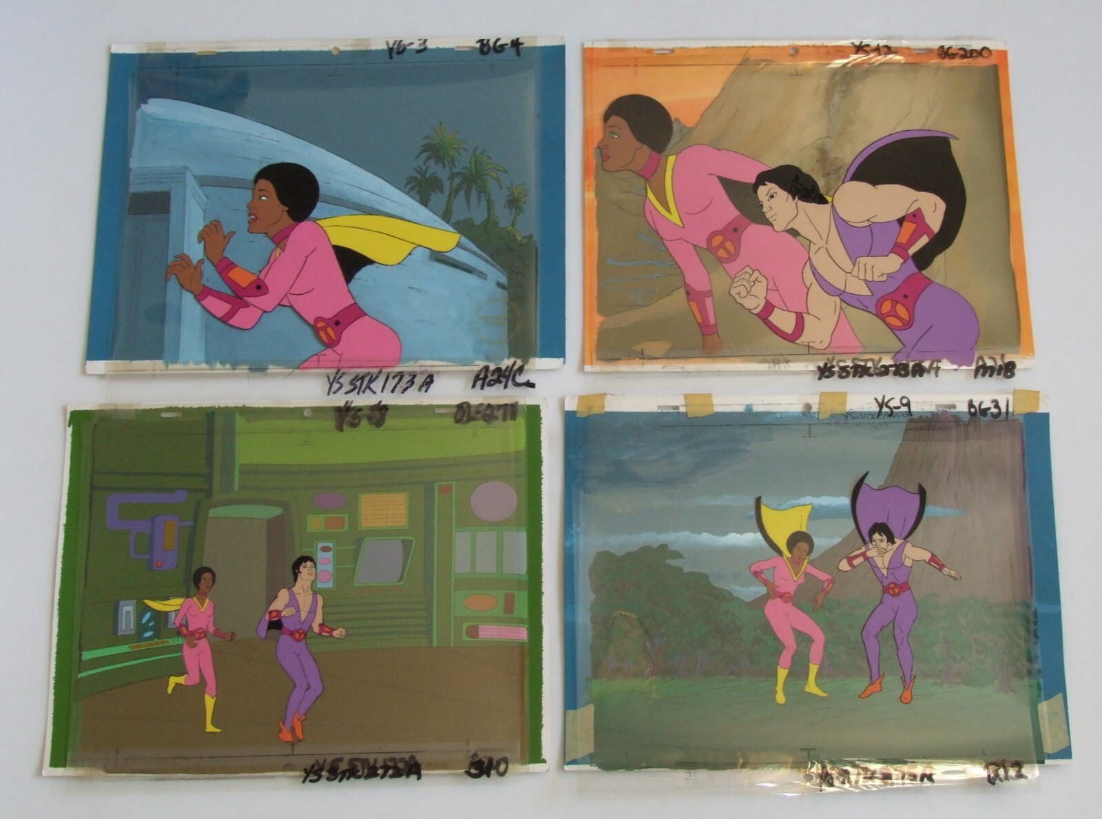 Space Sentinels Original Animation Cels & Background Art Job Lot Filmation 1977