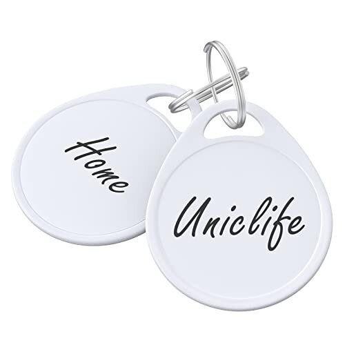 50 Pack Plastic Key Tags with Blank White Label and Split Key Rings