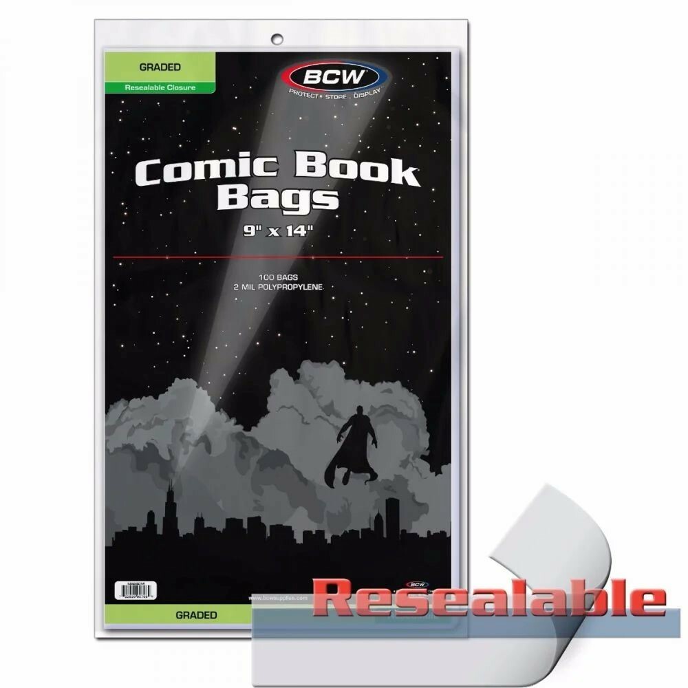 Pack of 100 BCW 9×14 Graded Comic Book Slab 2 Mil Clear Acid Free Poly Bags
