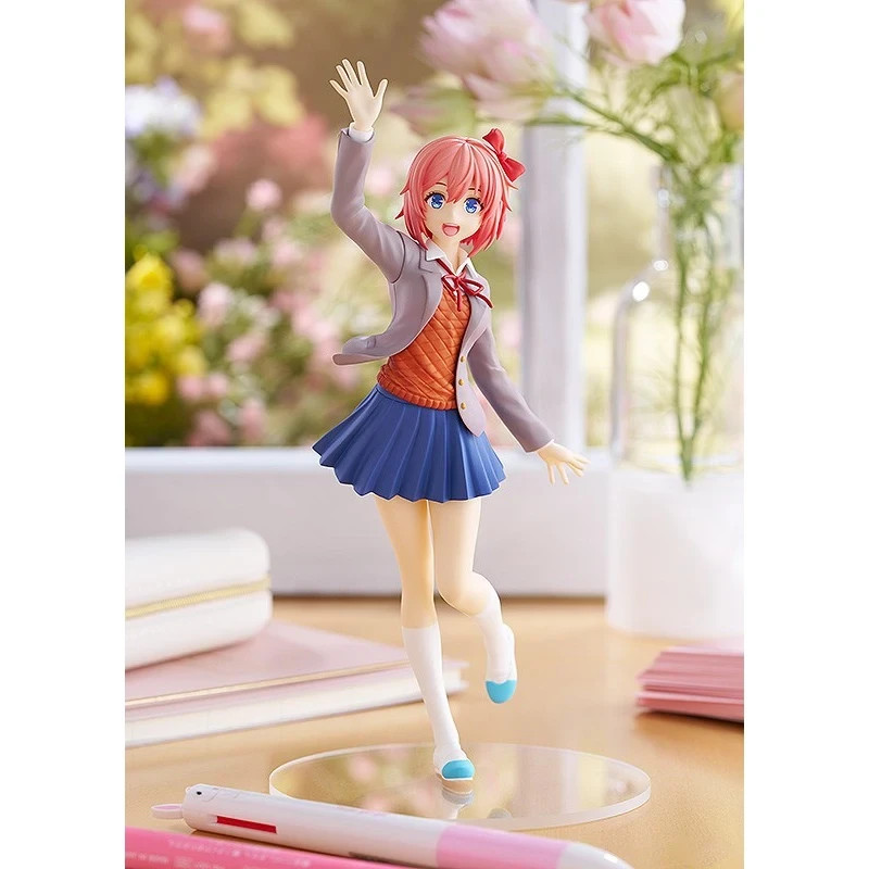 Sayori DDLC Anime Figure Waving Pose School Uniform Girl Desk Decor Rep Gift