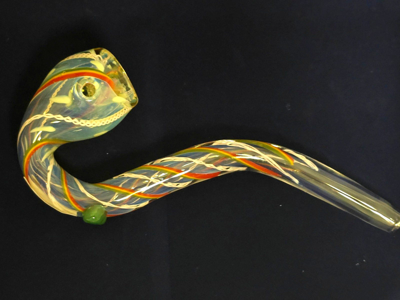 7″ High Flow STRIPED THICK GLASS SHERLOCK Standing Tobacco Pipe with Feet