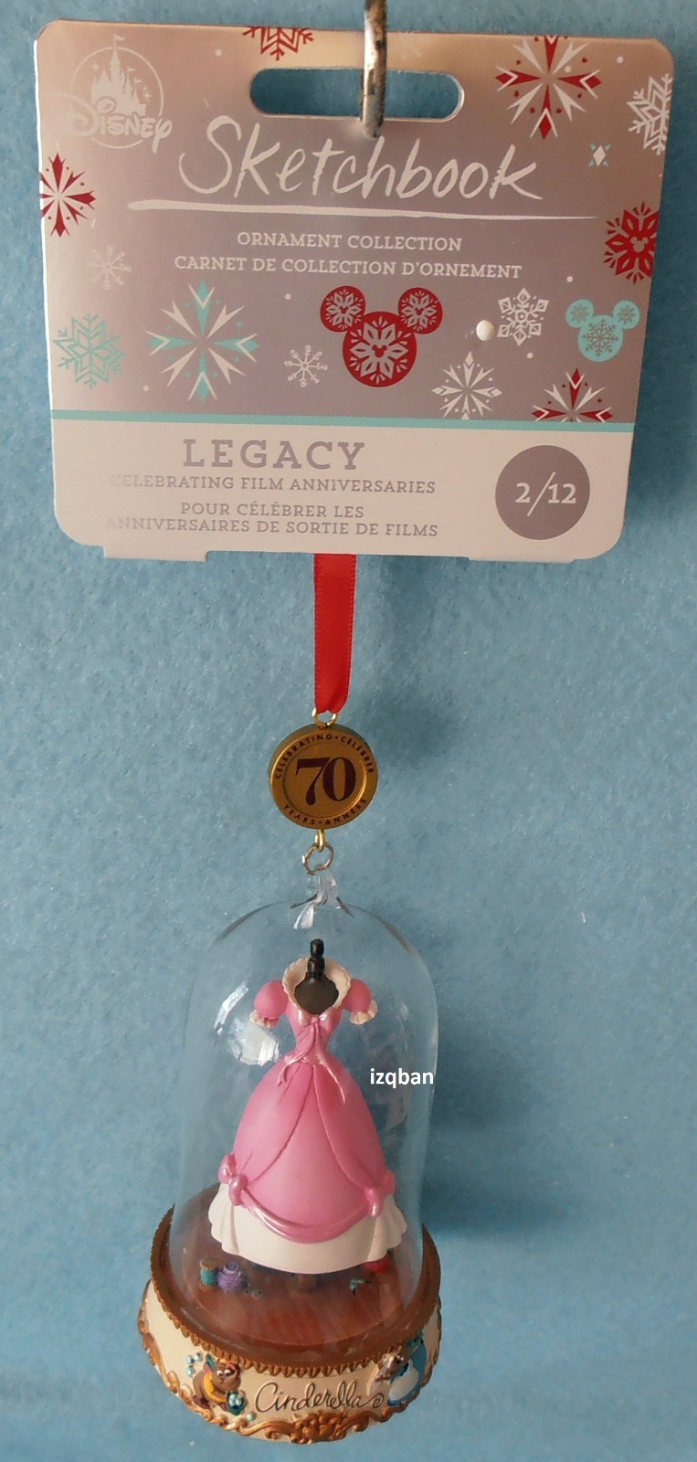 DISNEY SKETCHBOOK CINDERELLA 75TH ANNIVERSARY DRESS IN GLASS GLOBE 2020 ORNAMENT