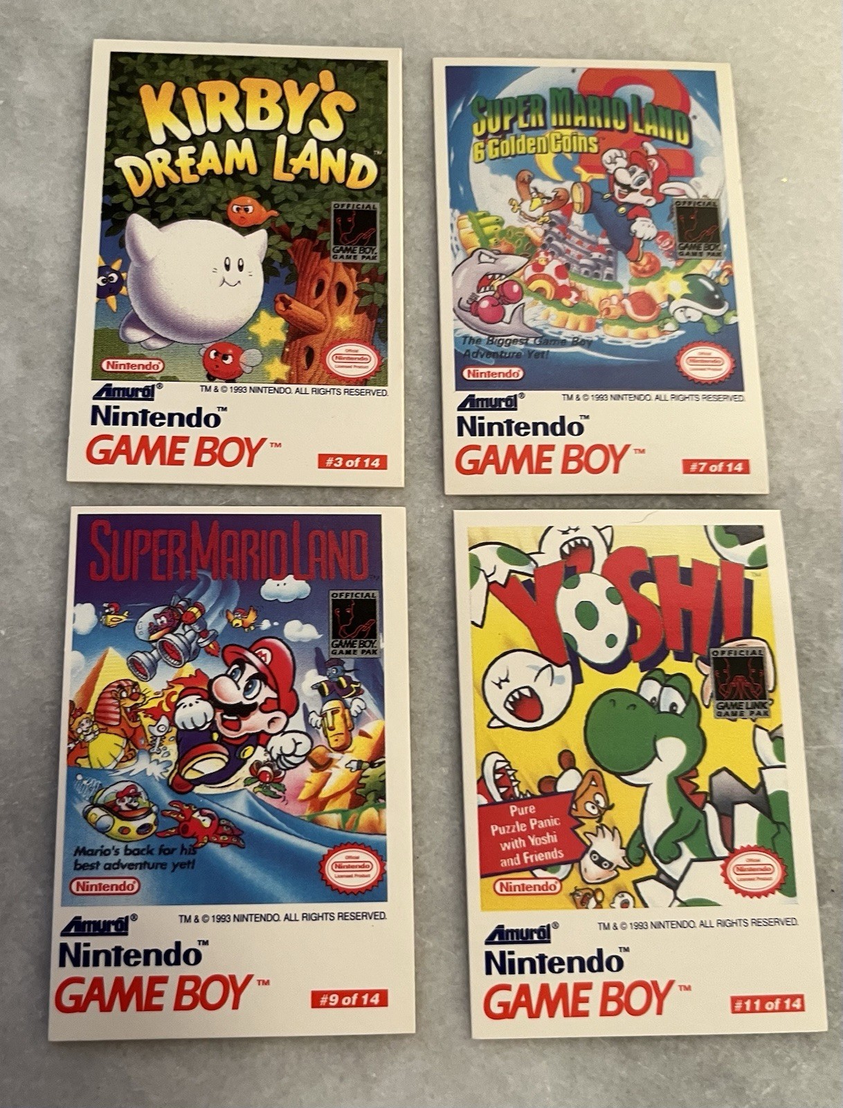 Nintendo Game Boy Trading Cards (4) 1993 Vintage