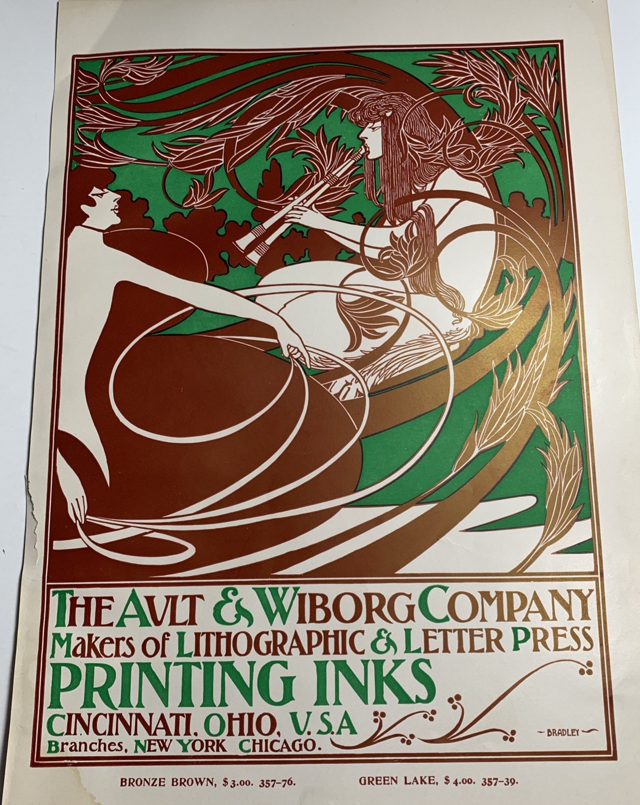 RARE Ault Wiborg Litho Printing INK Poster Sign Original Art Man Woman Bradley