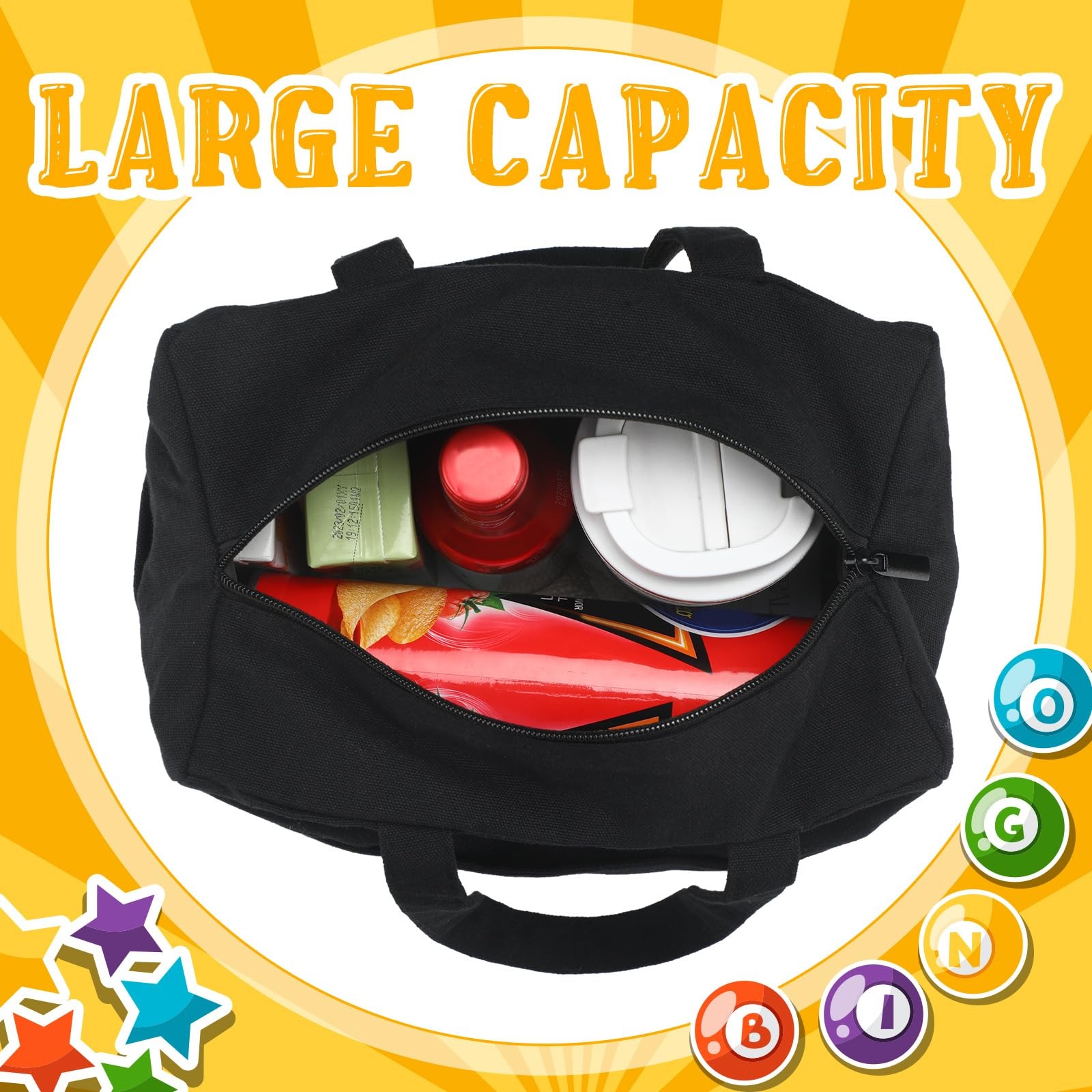 Windyun Bingo Bags Large with 10 Pockets for 9.84 x x 6.3 inches, Black