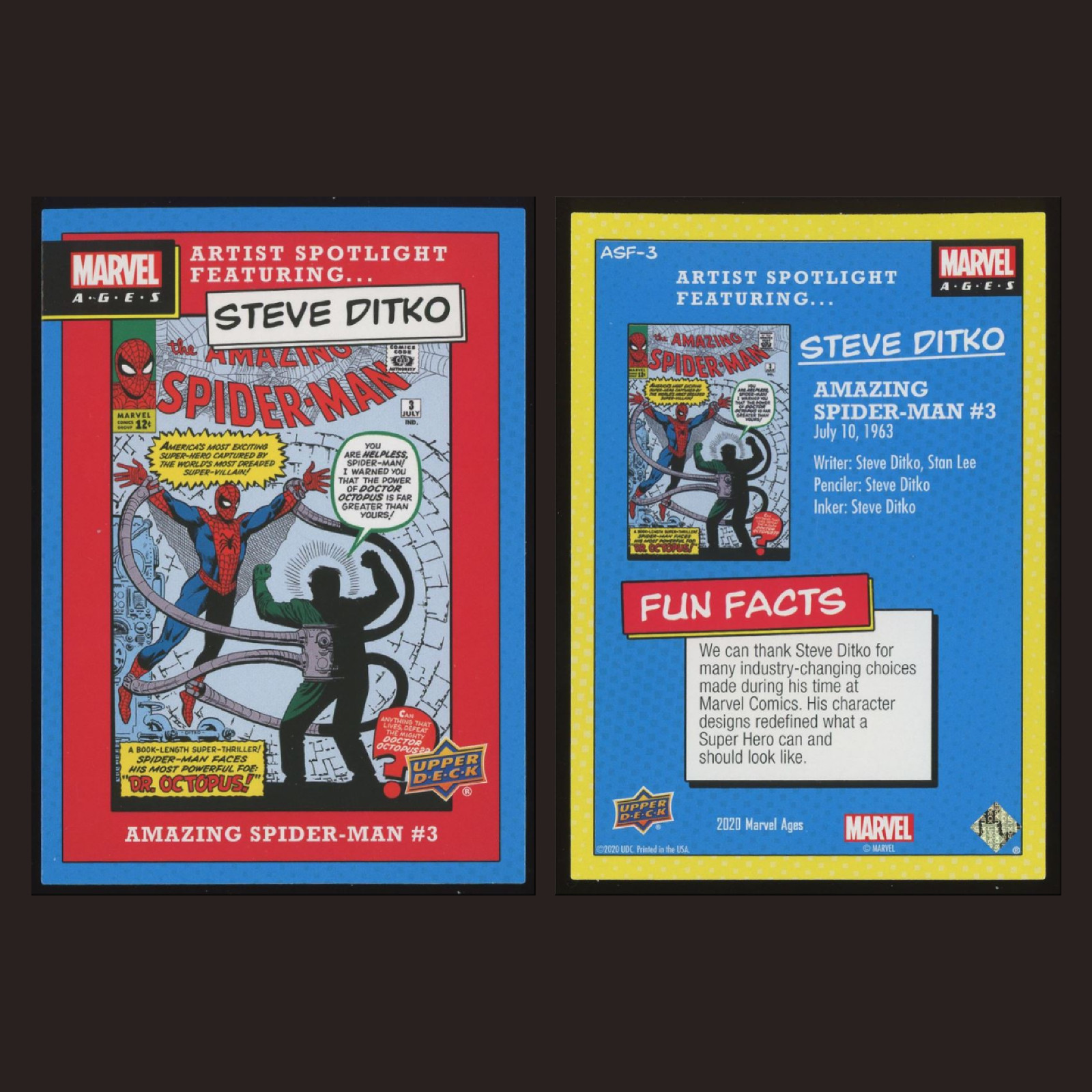 2020 Upper Deck Marvel Ages Artist Spotlight Steve Ditko Complete Set 10 Cards